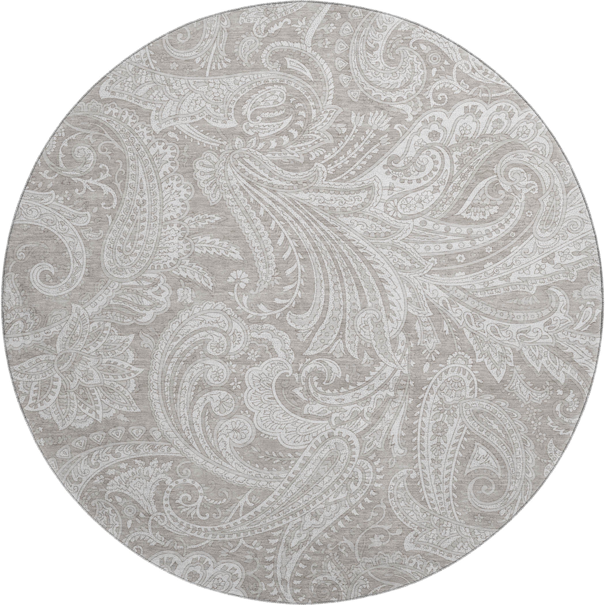 Seoul Machine Washable Transitional Taupe Brown Rug 8' x 8' #shape_Round
