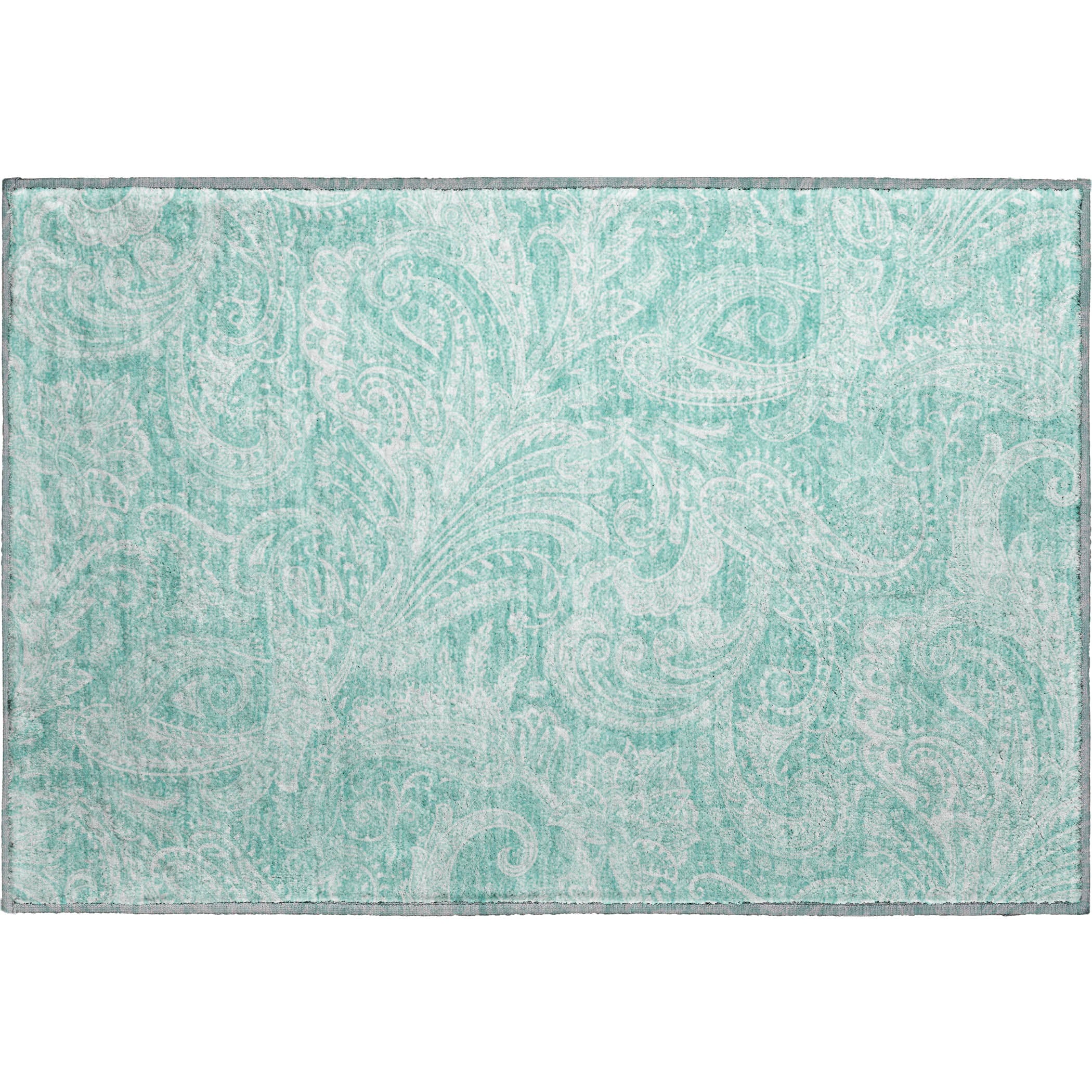 Seoul Machine Washable Transitional Teal Rug 1'8" x 2'6" #shape_Rectangle