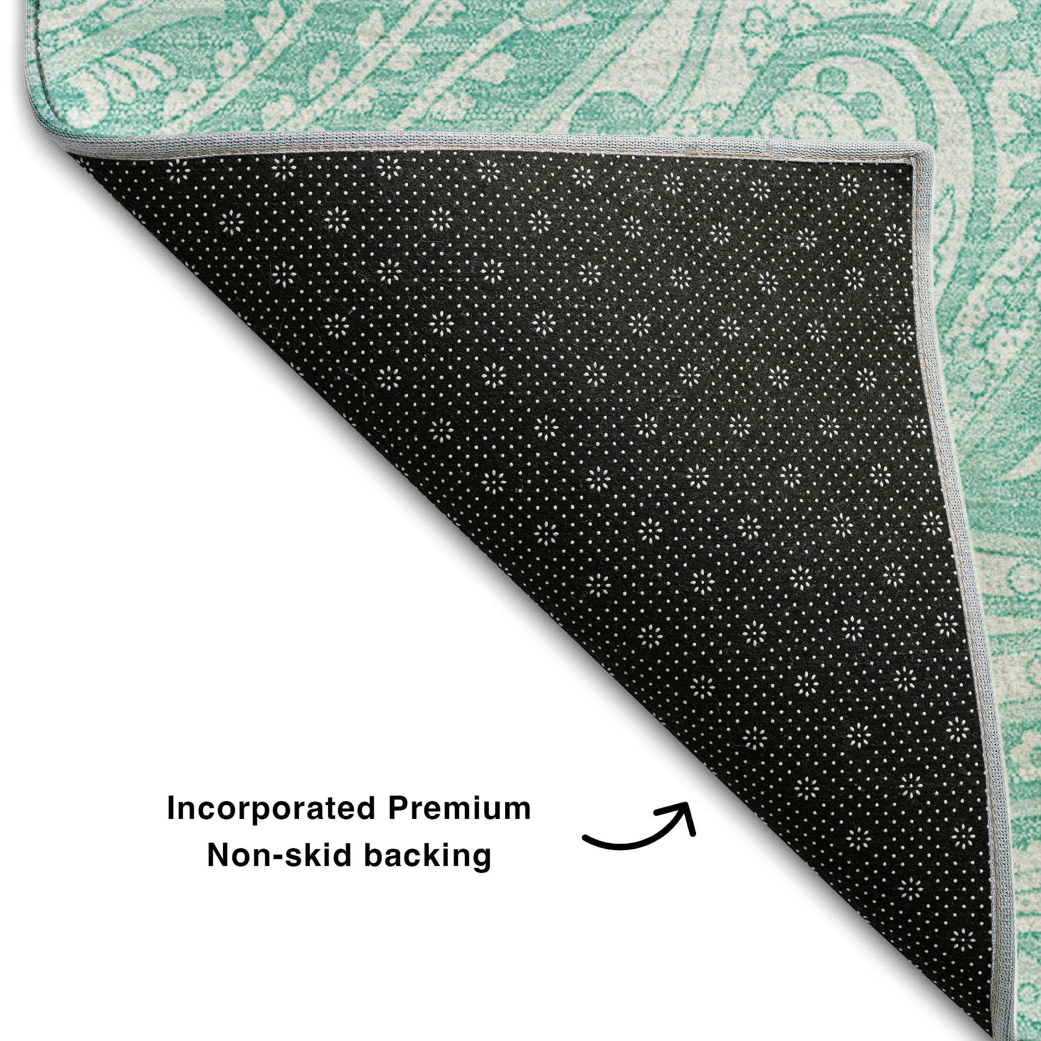 Seoul Machine Washable Transitional Teal Rug 1'8" x 2'6" #shape_Rectangle