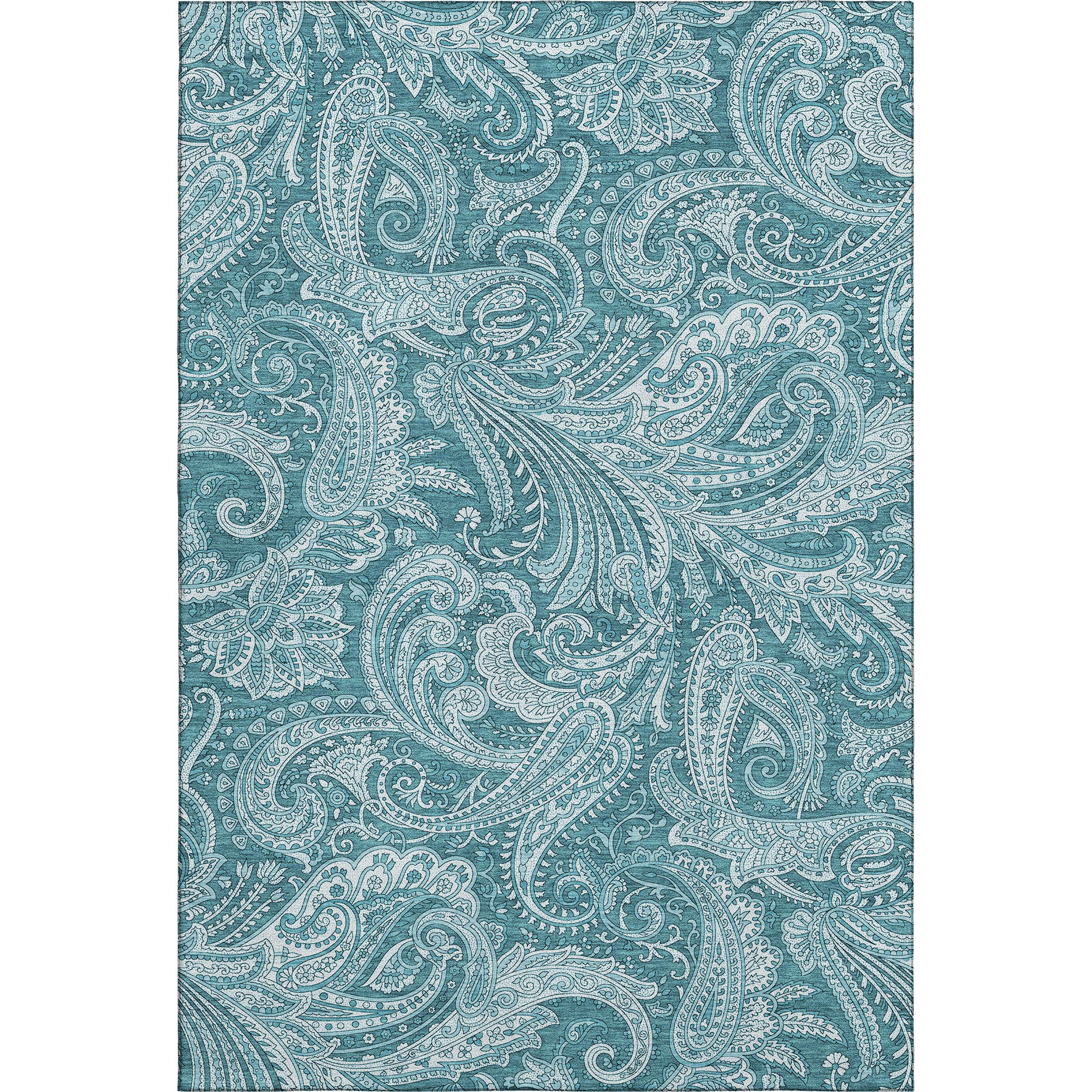 Seoul Machine Washable Transitional Turquoise Teal Rug 2'6" x 3'10" #shape_Rectangle