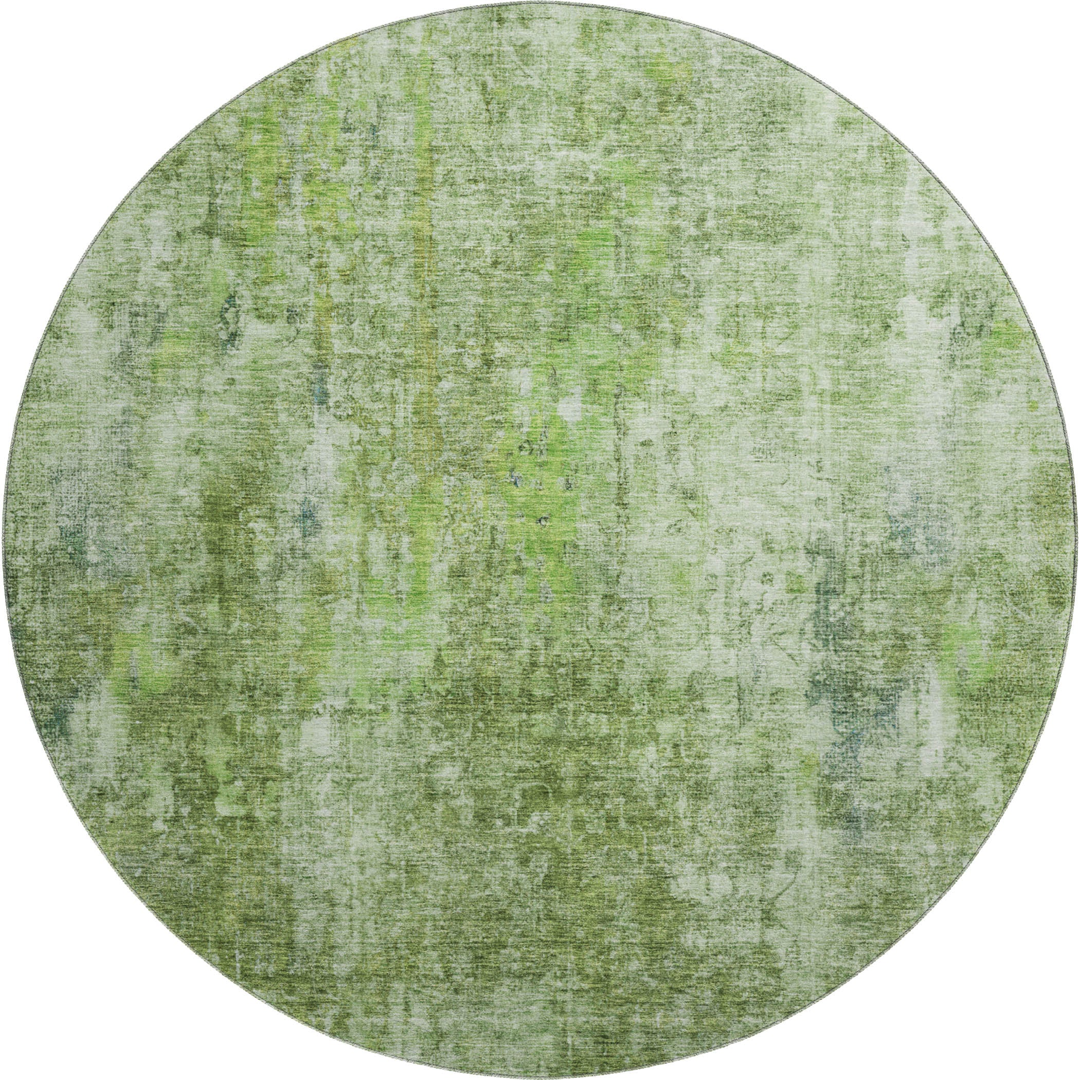 Bergen Machine Washable Transitional Olive Green Rug 8' x 8' #shape_Round