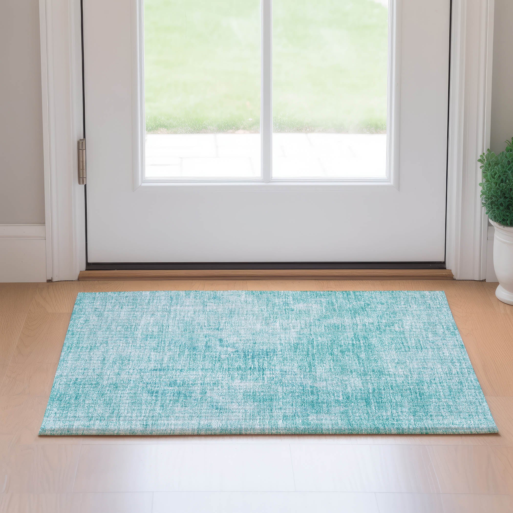 Bergen Machine Washable Transitional Teal Rug 1'8" x 2'6" #shape_Rectangle