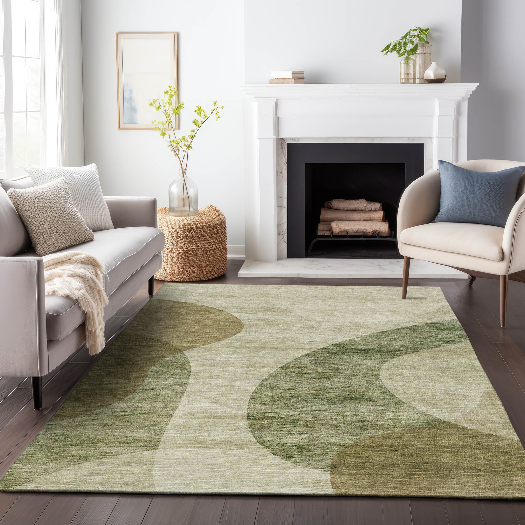Bogota Machine Washable Transitional Beige Brown Rug 2'6" x 3'10" #shape_Rectangle
