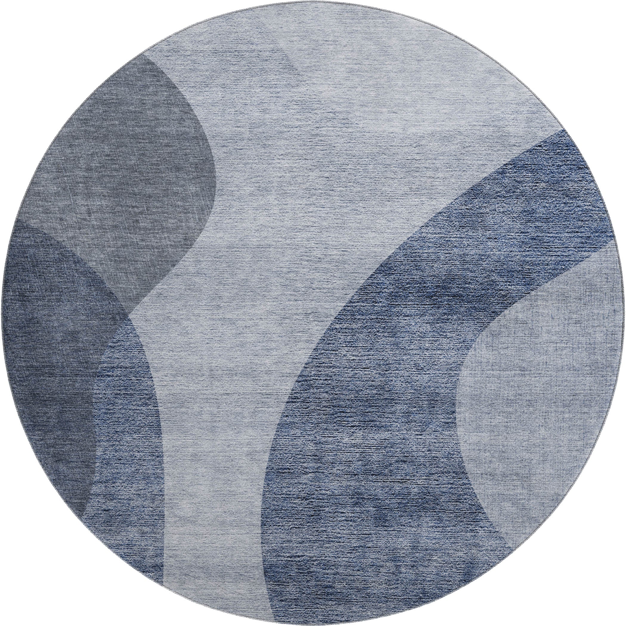 Bogota Machine Washable Transitional Blue Rug 8' x 8' #shape_Round
