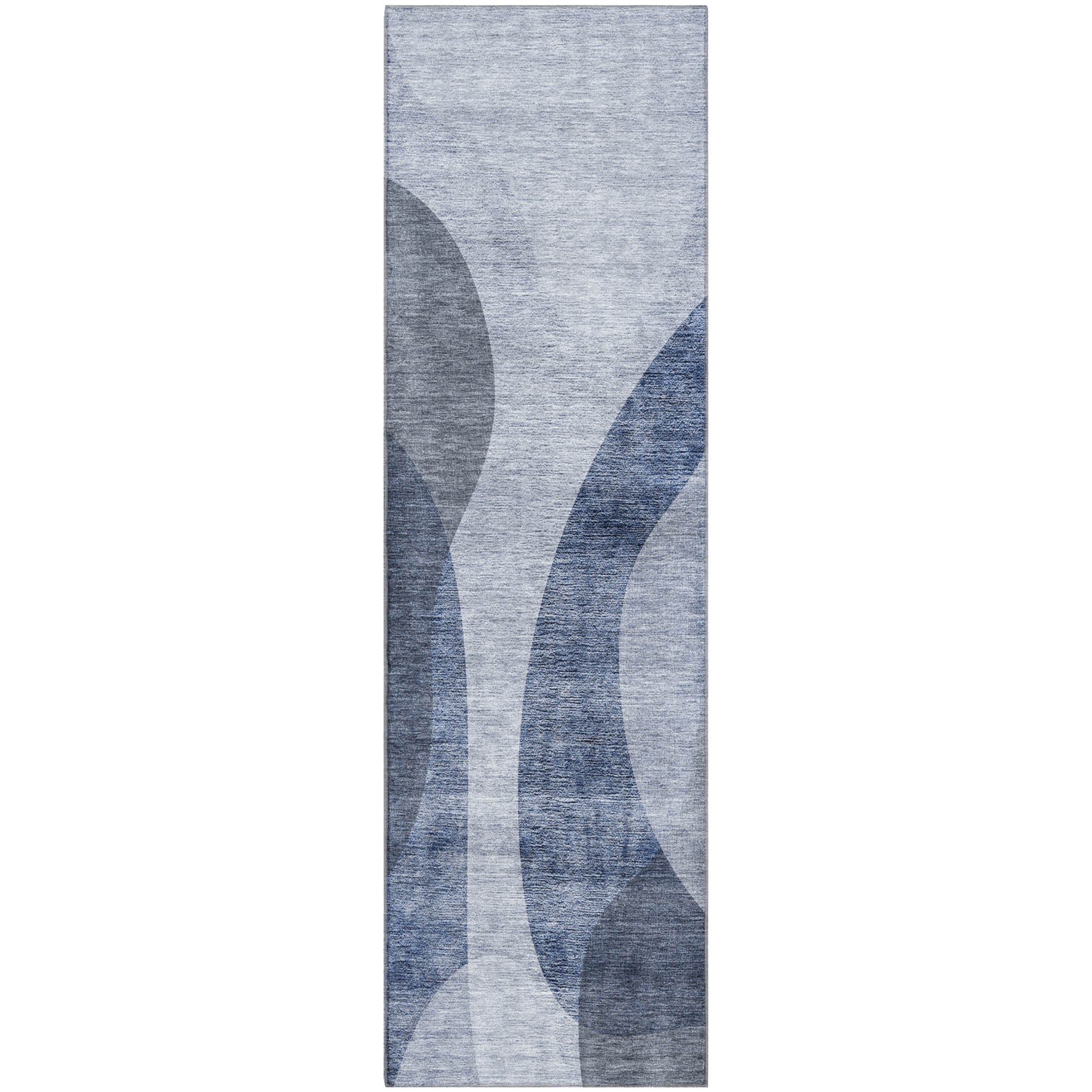 Bogota Machine Washable Transitional Blue Rug 2'3" x 7'6" #shape_Runner