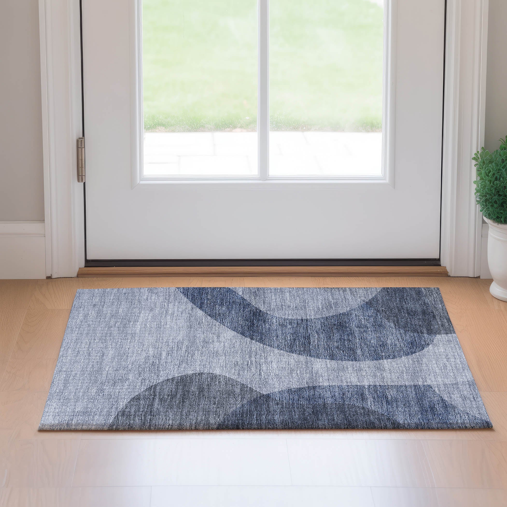 Bogota Machine Washable Transitional Blue Rug 1'8" x 2'6" #shape_Rectangle