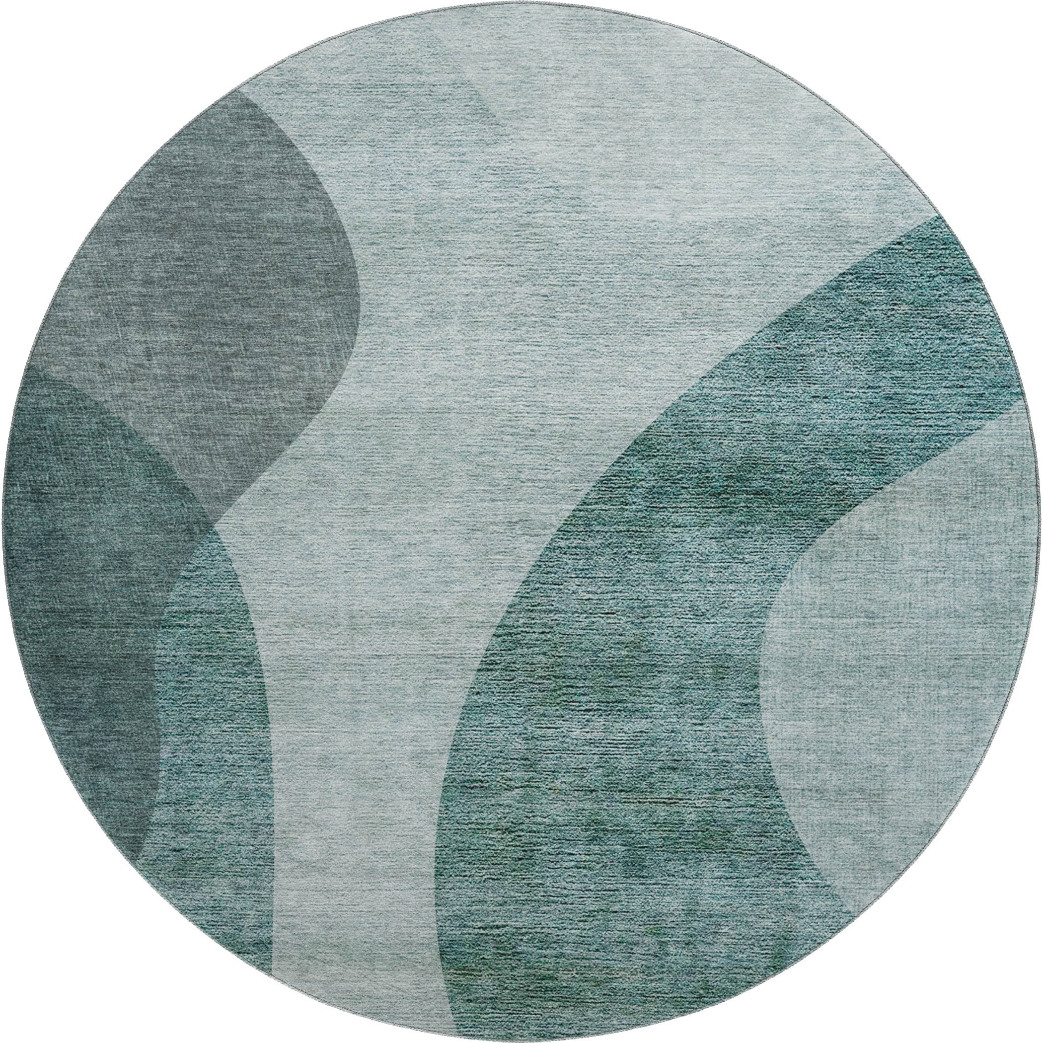 Bogota Machine Washable Transitional Green Rug 8' x 8' #shape_Round
