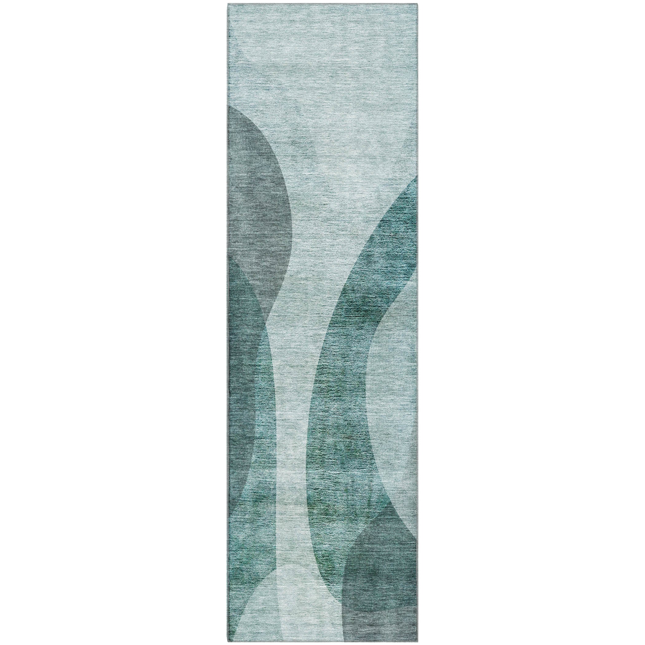 Bogota Machine Washable Transitional Green Rug 2'3" x 7'6" #shape_Runner
