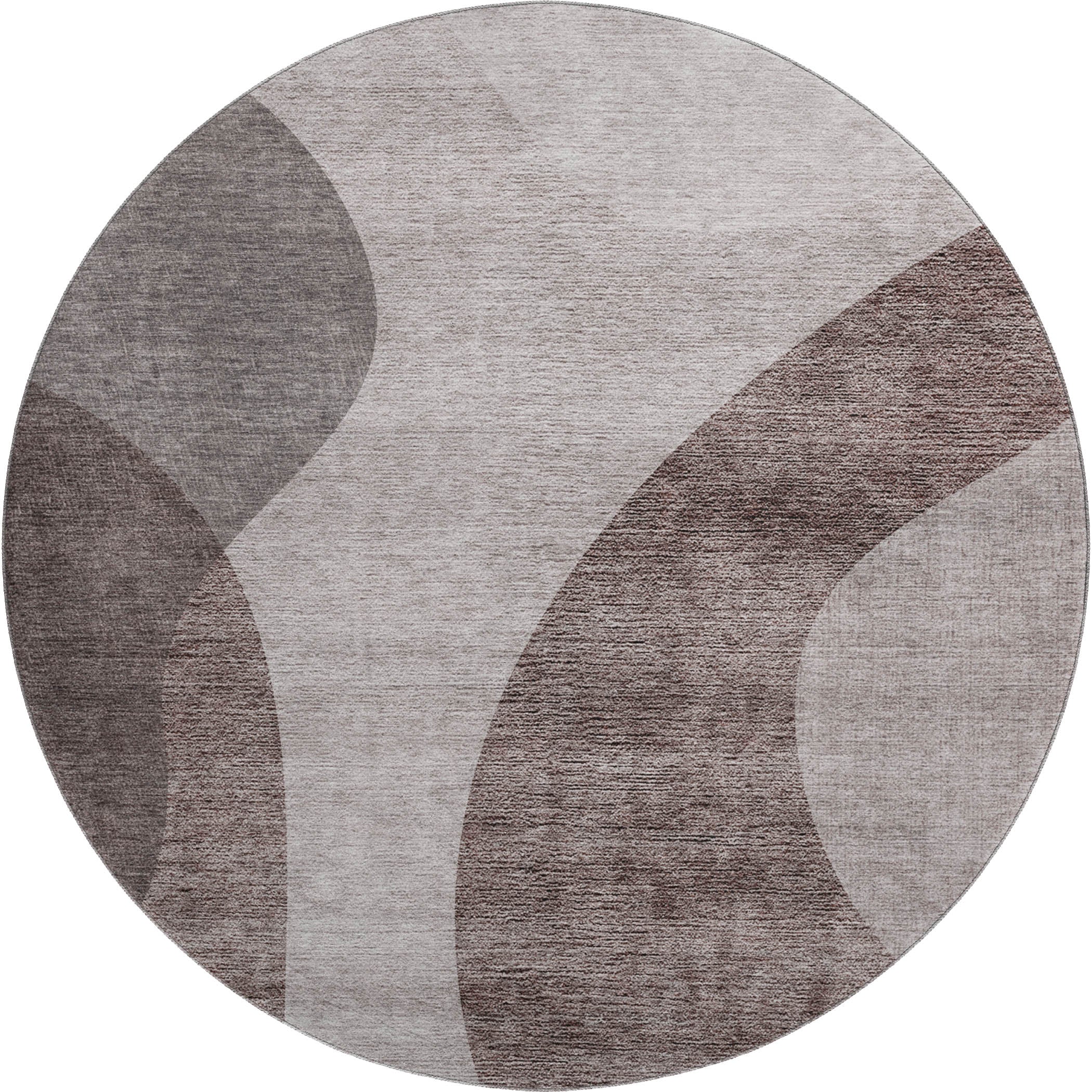 Bogota Machine Washable Transitional Mocha Brown Rug 8' x 8' #shape_Round