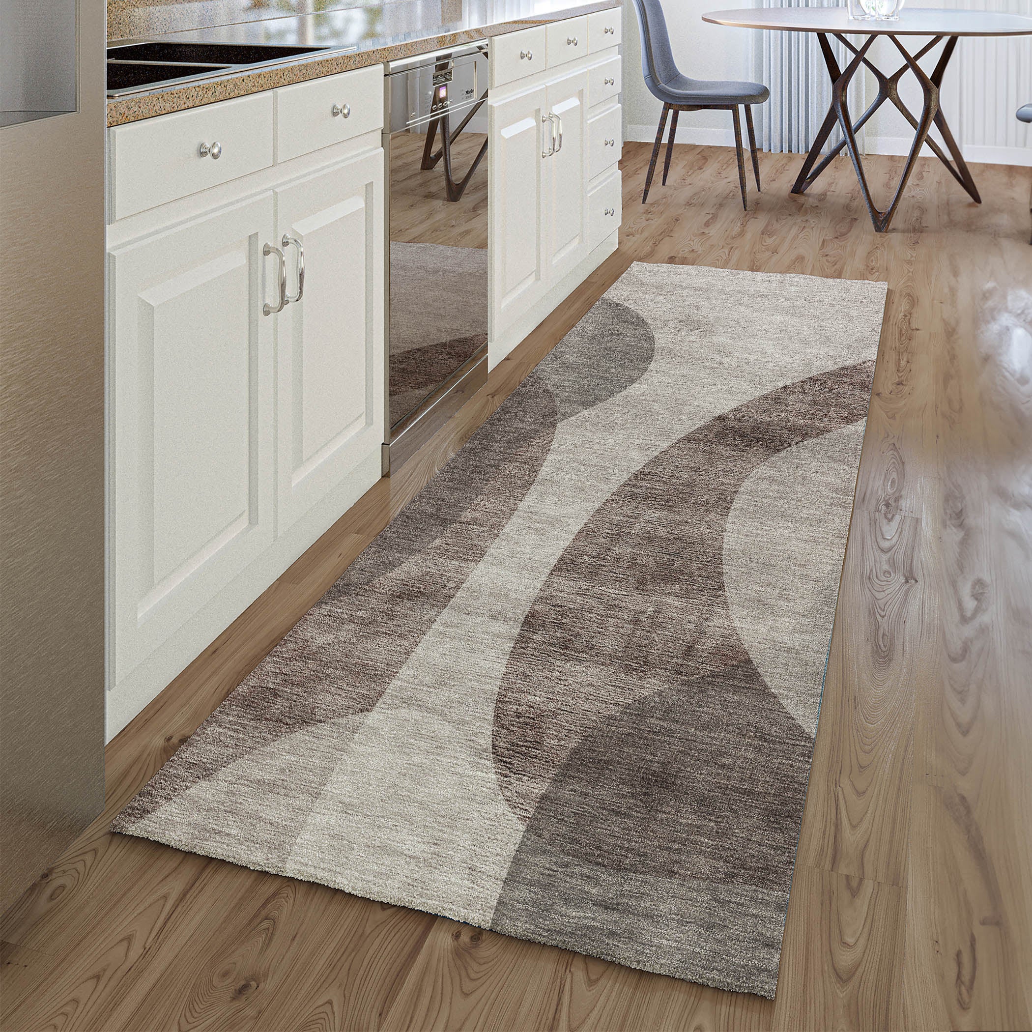 Bogota Machine Washable Transitional Mocha Brown Rug 2'3" x 7'6" #shape_Runner