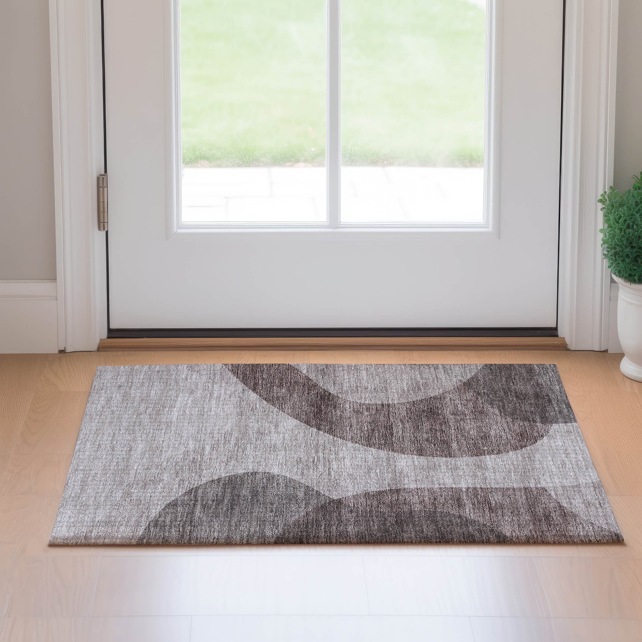 Bogota Machine Washable Transitional Mocha Brown Rug 1'8" x 2'6" #shape_Rectangle