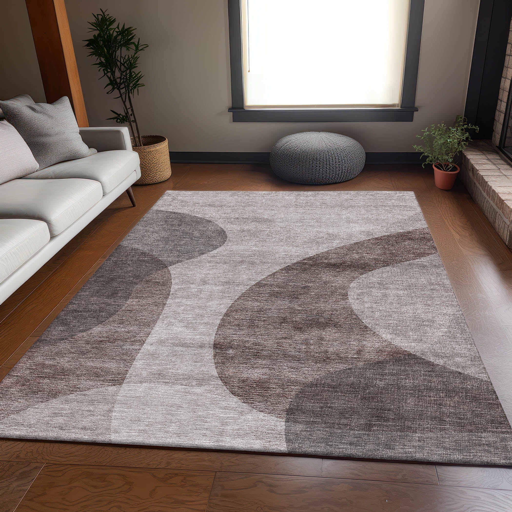 Bogota Machine Washable Transitional Mocha Brown Rug 2'6" x 3'10" #shape_Rectangle
