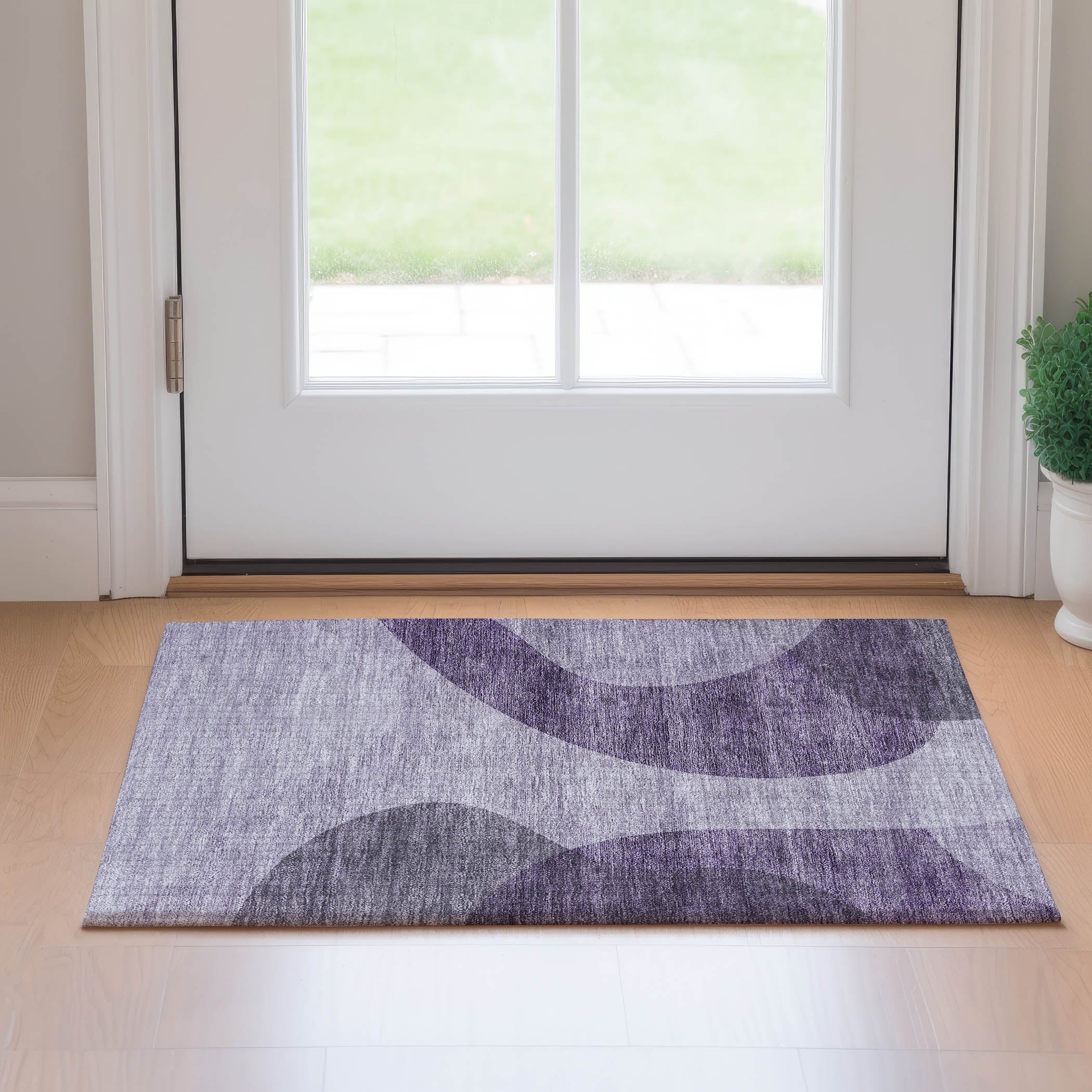 Bogota Machine Washable Transitional Purple Rug 1'8" x 2'6" #shape_Rectangle