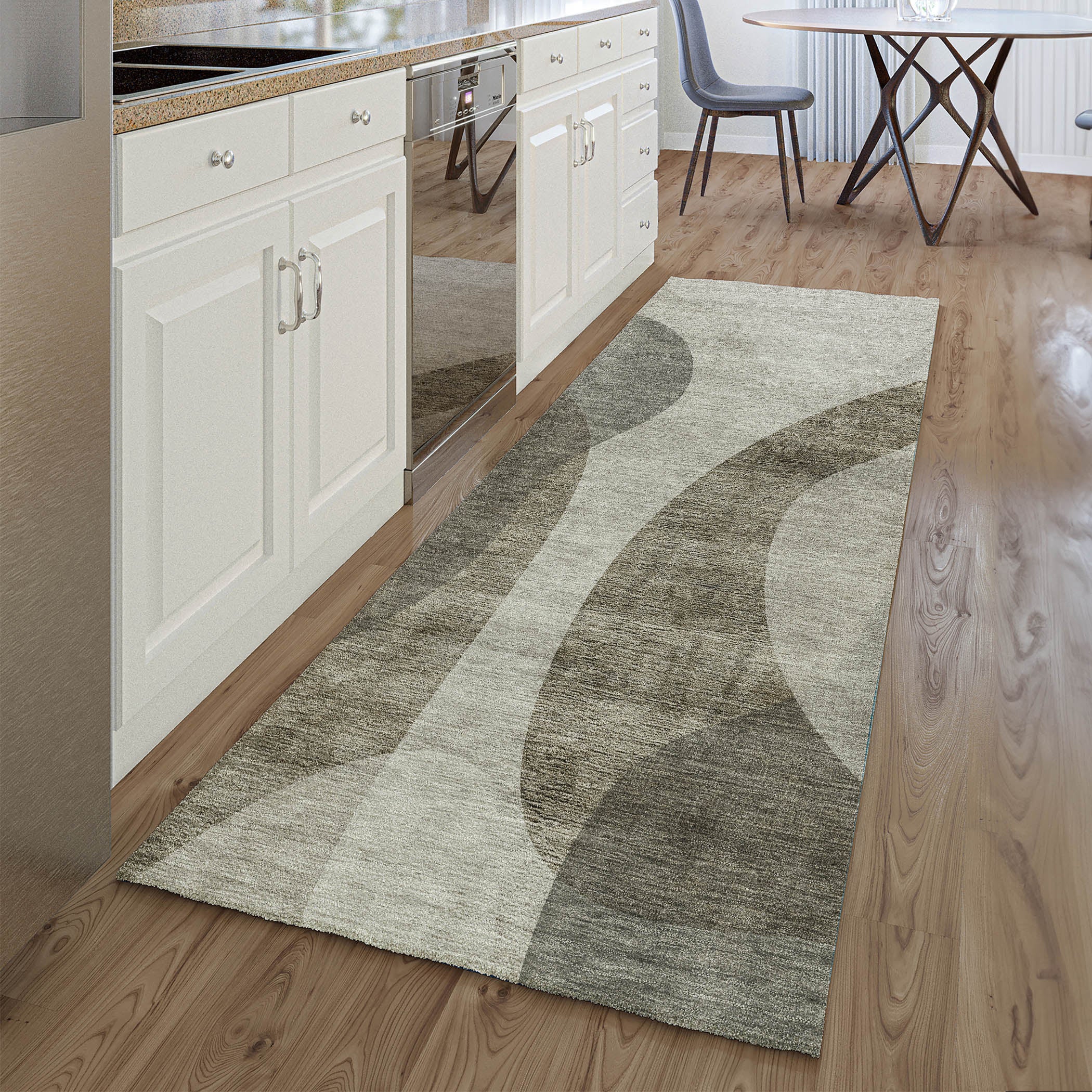 Bogota Machine Washable Transitional Taupe Brown Rug 2'3" x 7'6" #shape_Runner