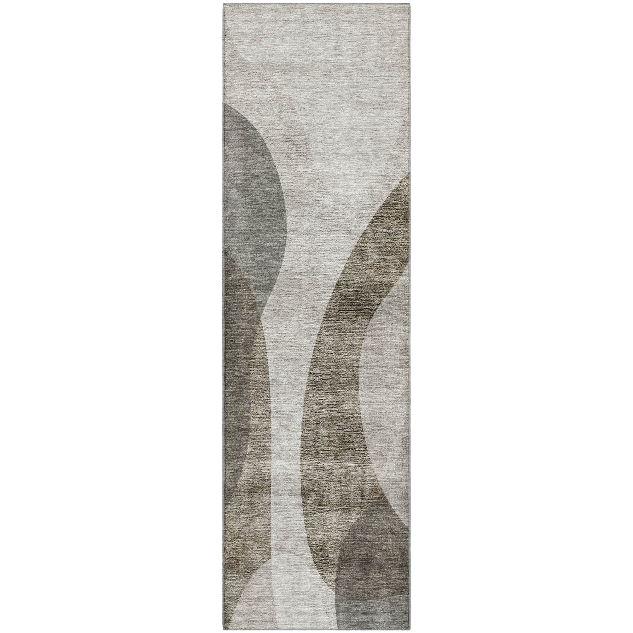 Bogota Machine Washable Transitional Taupe Brown Rug 2'3" x 7'6" #shape_Runner