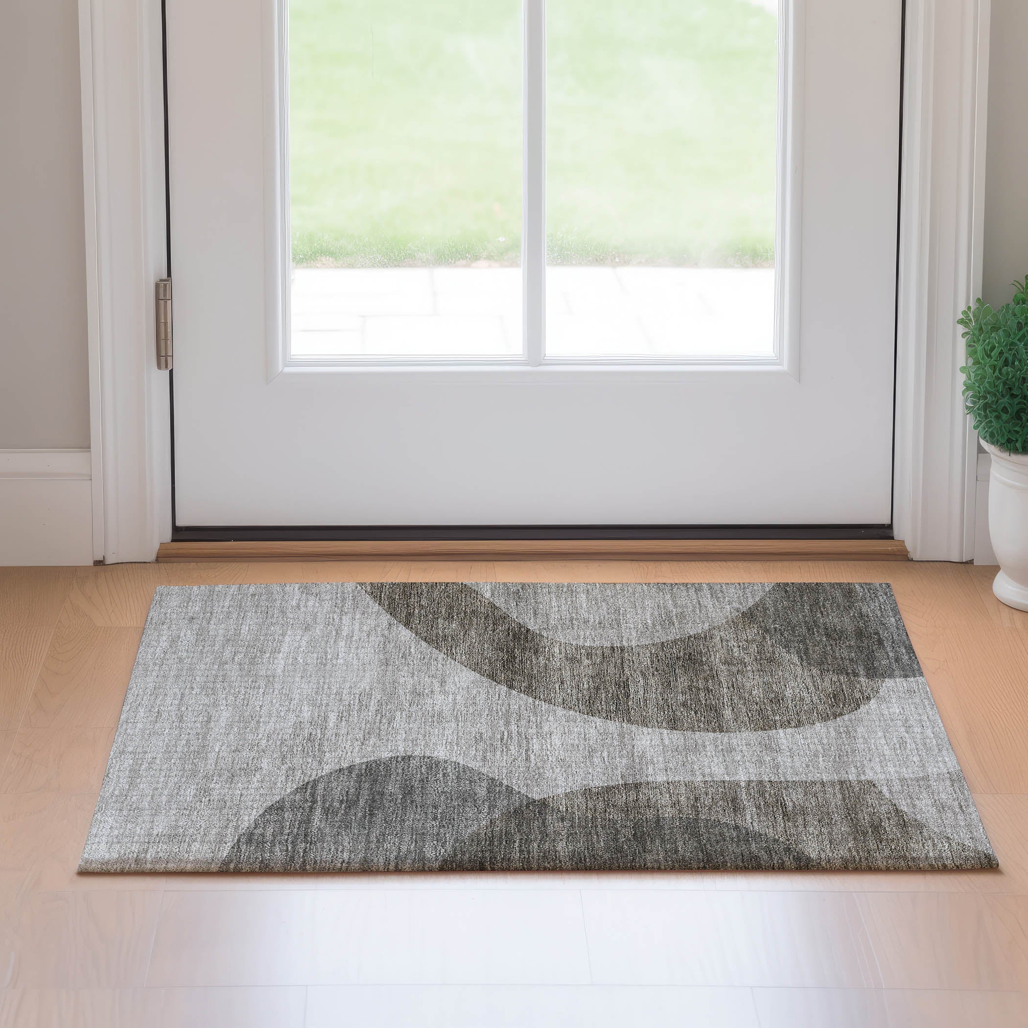 Bogota Machine Washable Transitional Taupe Brown Rug 1'8" x 2'6" #shape_Rectangle