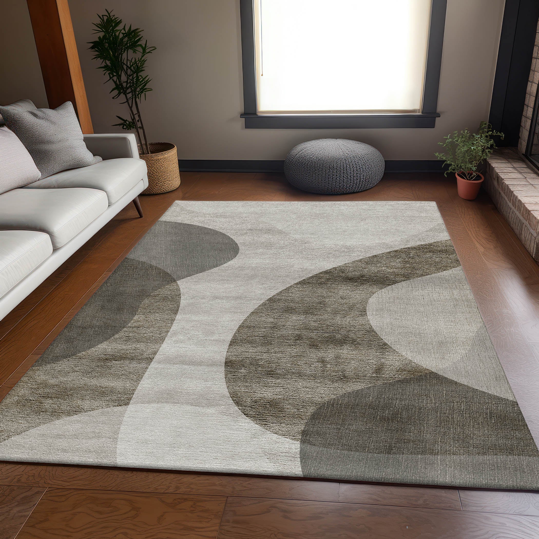 Bogota Machine Washable Transitional Taupe Brown Rug 2'6" x 3'10" #shape_Rectangle