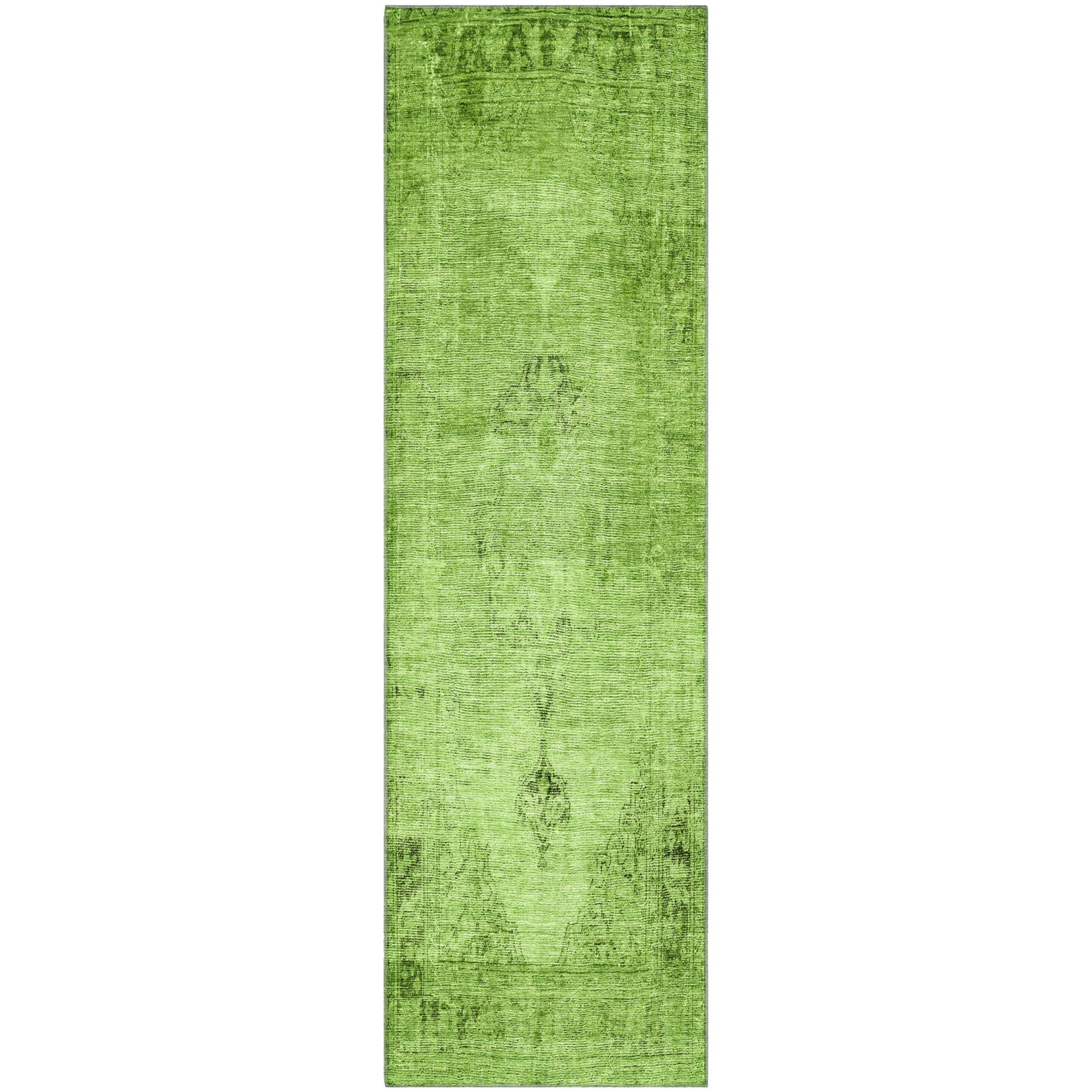 Seville Machine Washable Traditional Aloe Green Rug 2'3" x 7'6" #shape_Runner