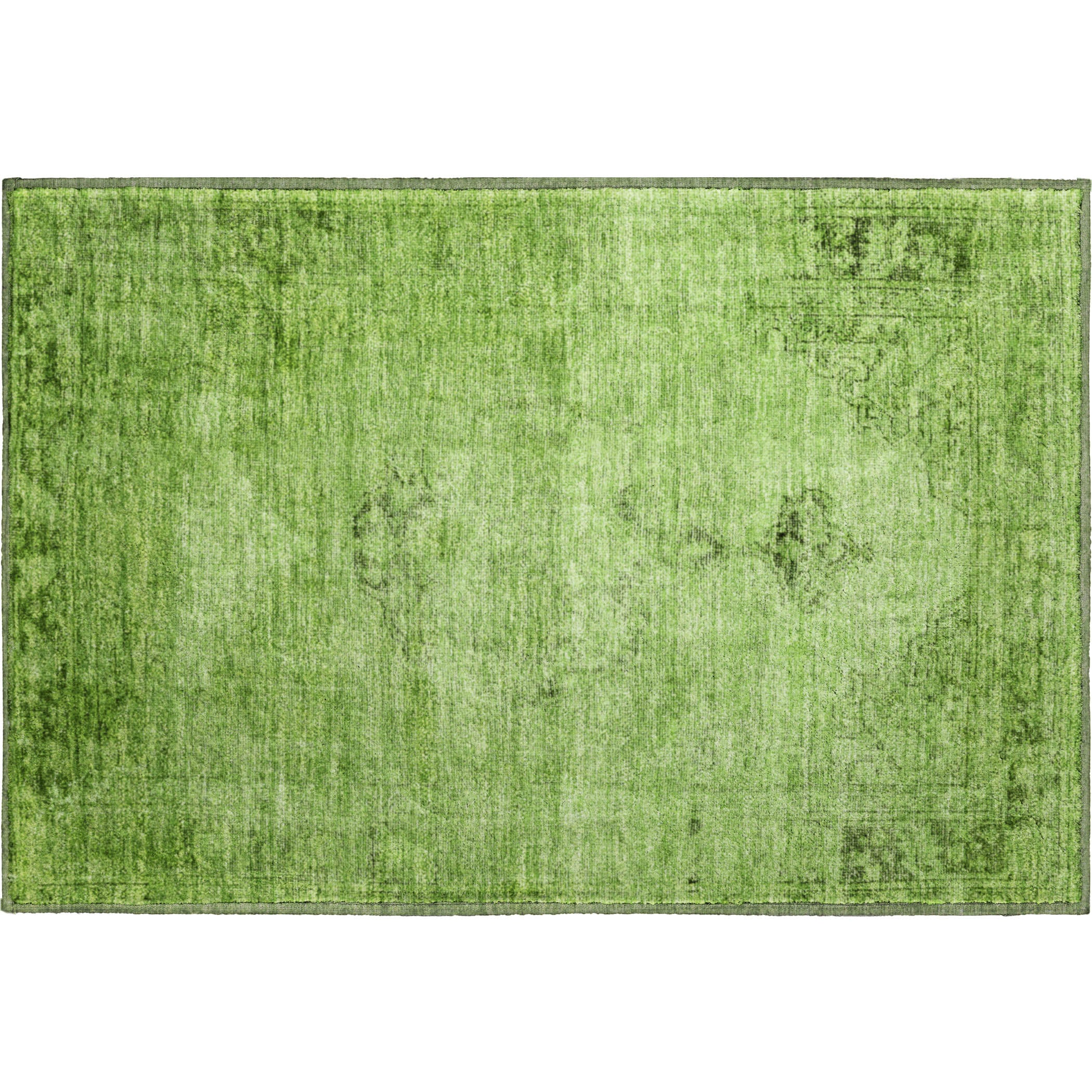 Seville Machine Washable Traditional Aloe Green Rug 1'8" x 2'6" #shape_Rectangle