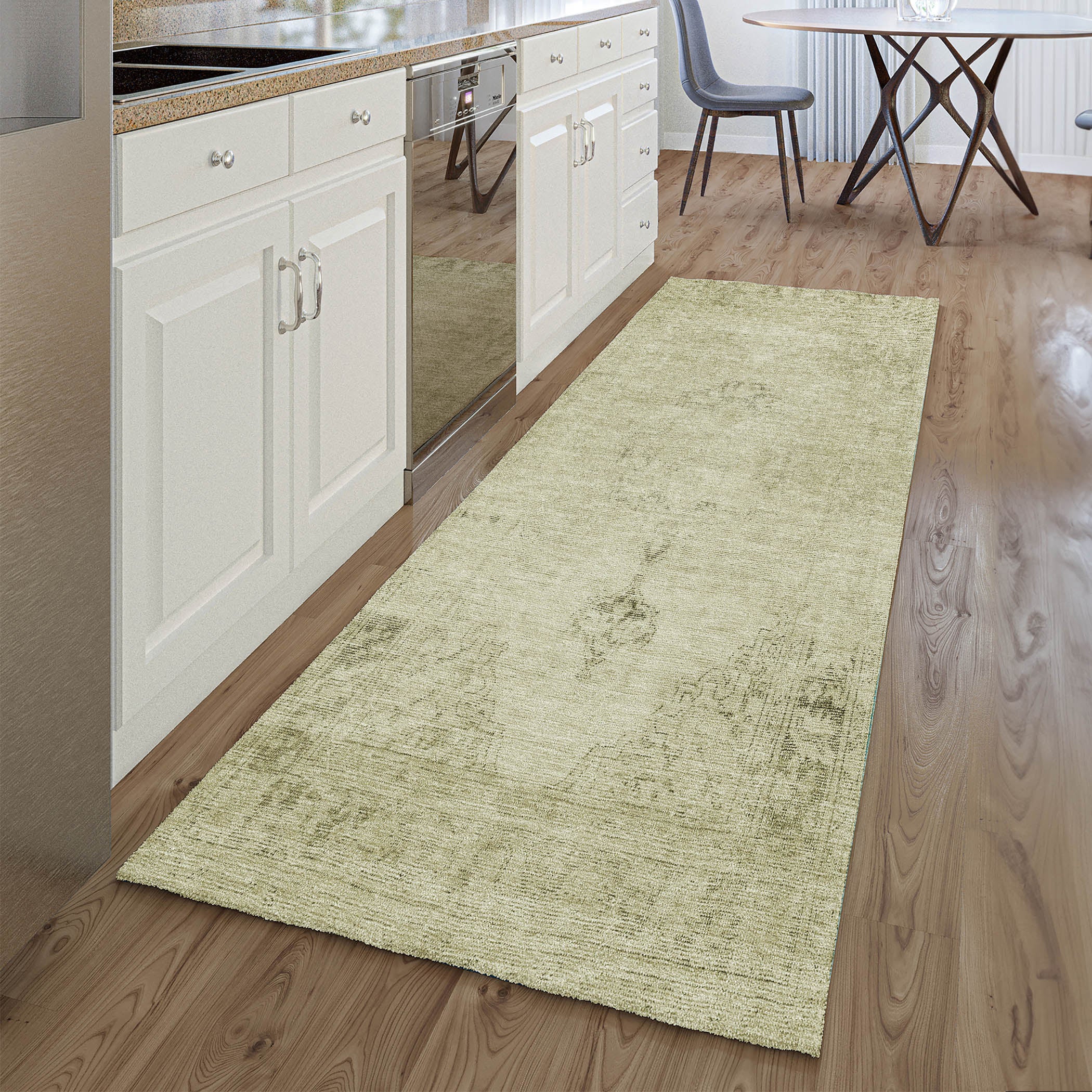 Seville Machine Washable Traditional Beige Brown Rug 2'3" x 7'6" #shape_Runner