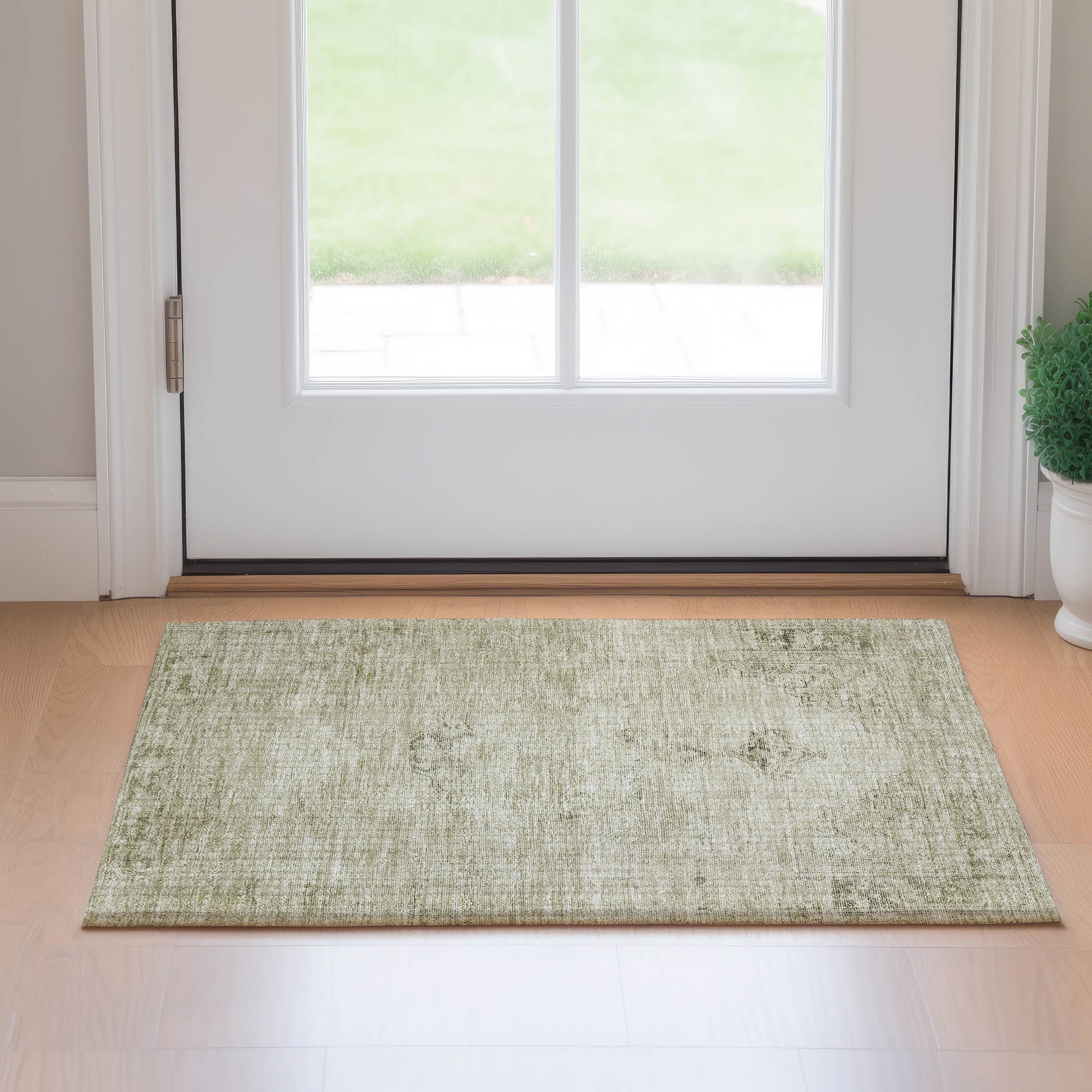 Seville Machine Washable Traditional Beige Brown Rug 1'8" x 2'6" #shape_Rectangle