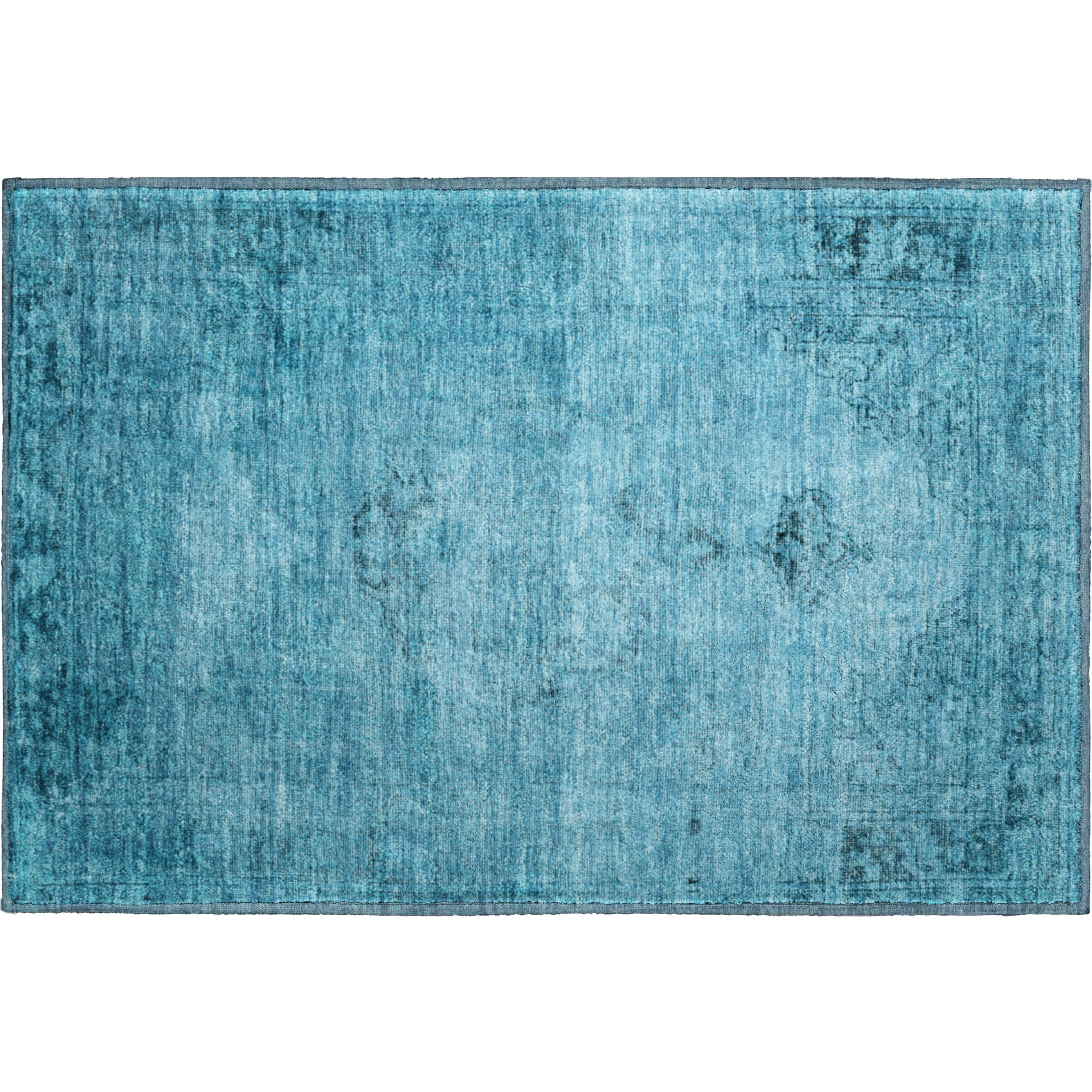 Seville Machine Washable Traditional Blue Rug 1'8" x 2'6" #shape_Rectangle