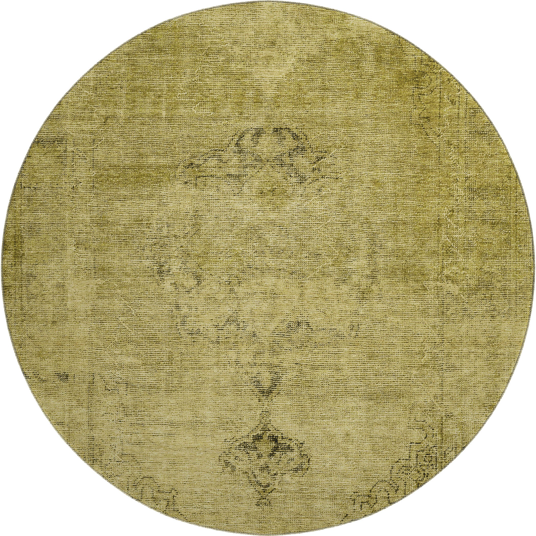 Seville Machine Washable Traditional Gold Rug 8' x 8' #shape_Round