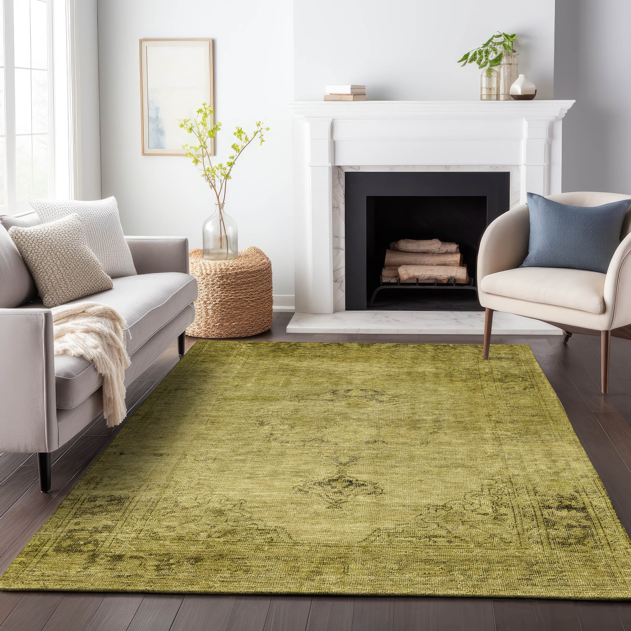 Seville Machine Washable Traditional Gold Rug 2'6" x 3'10" #shape_Rectangle