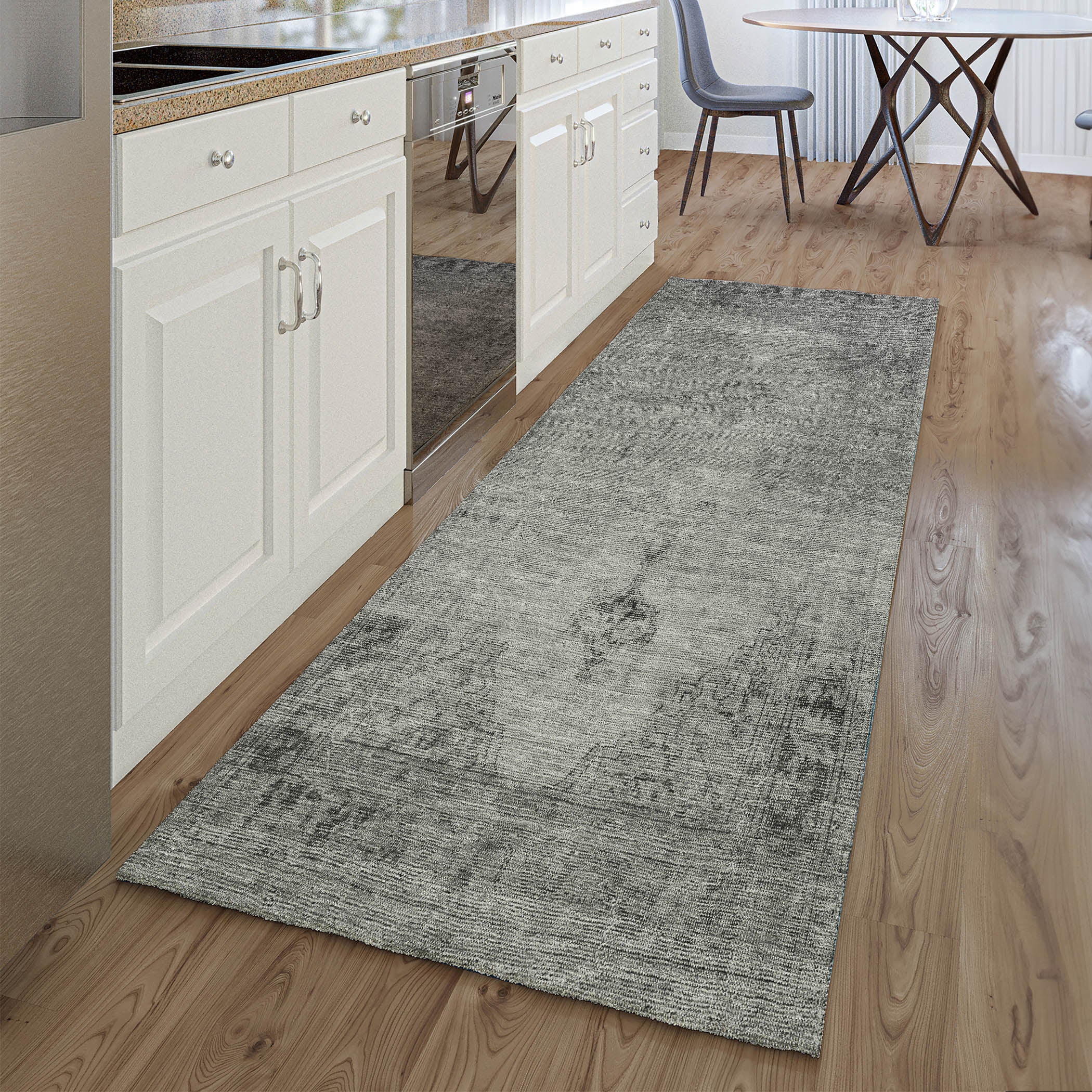Seville Machine Washable Traditional Gray Rug 2'3" x 7'6" #shape_Runner