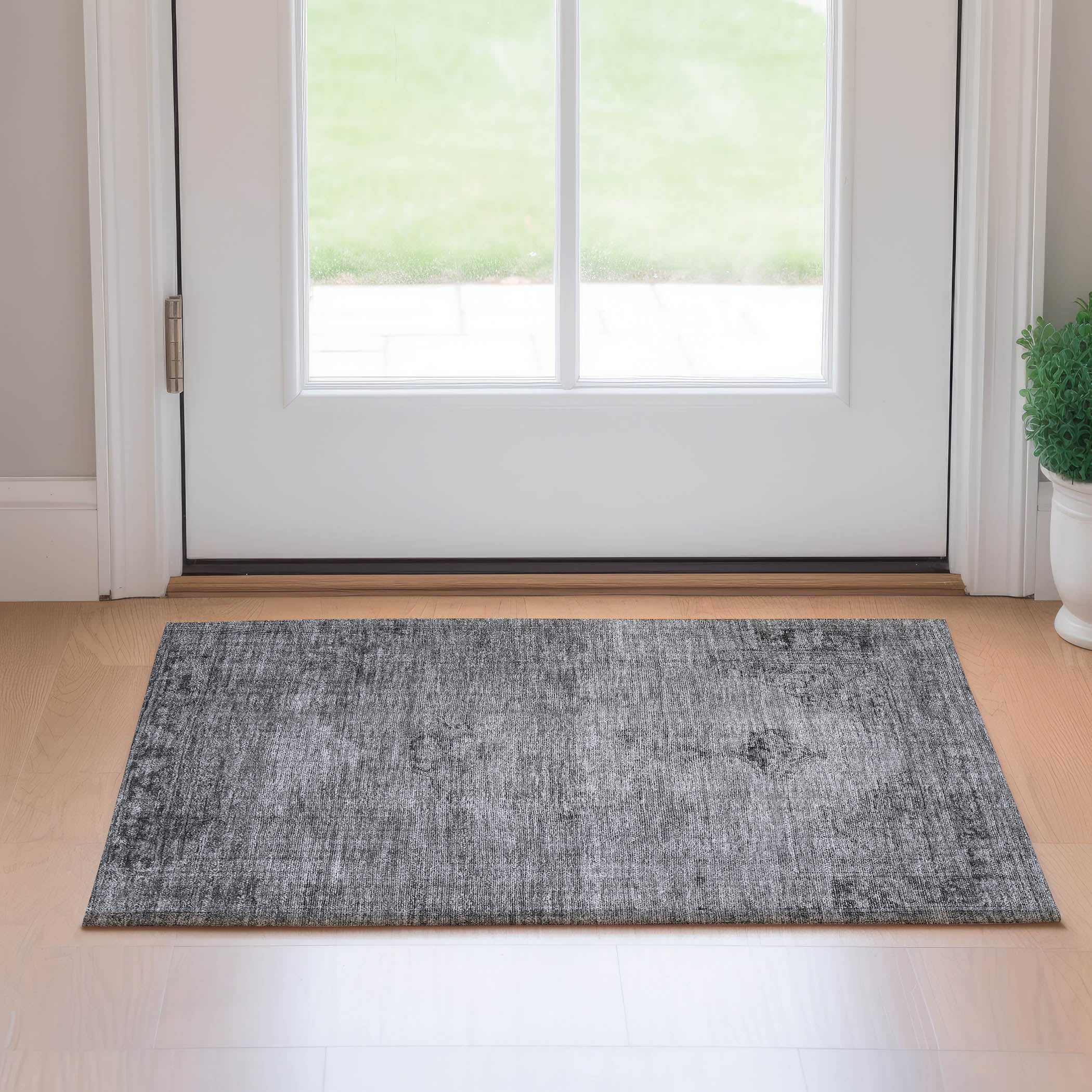 Seville Machine Washable Traditional Gray Rug 1'8" x 2'6" #shape_Rectangle