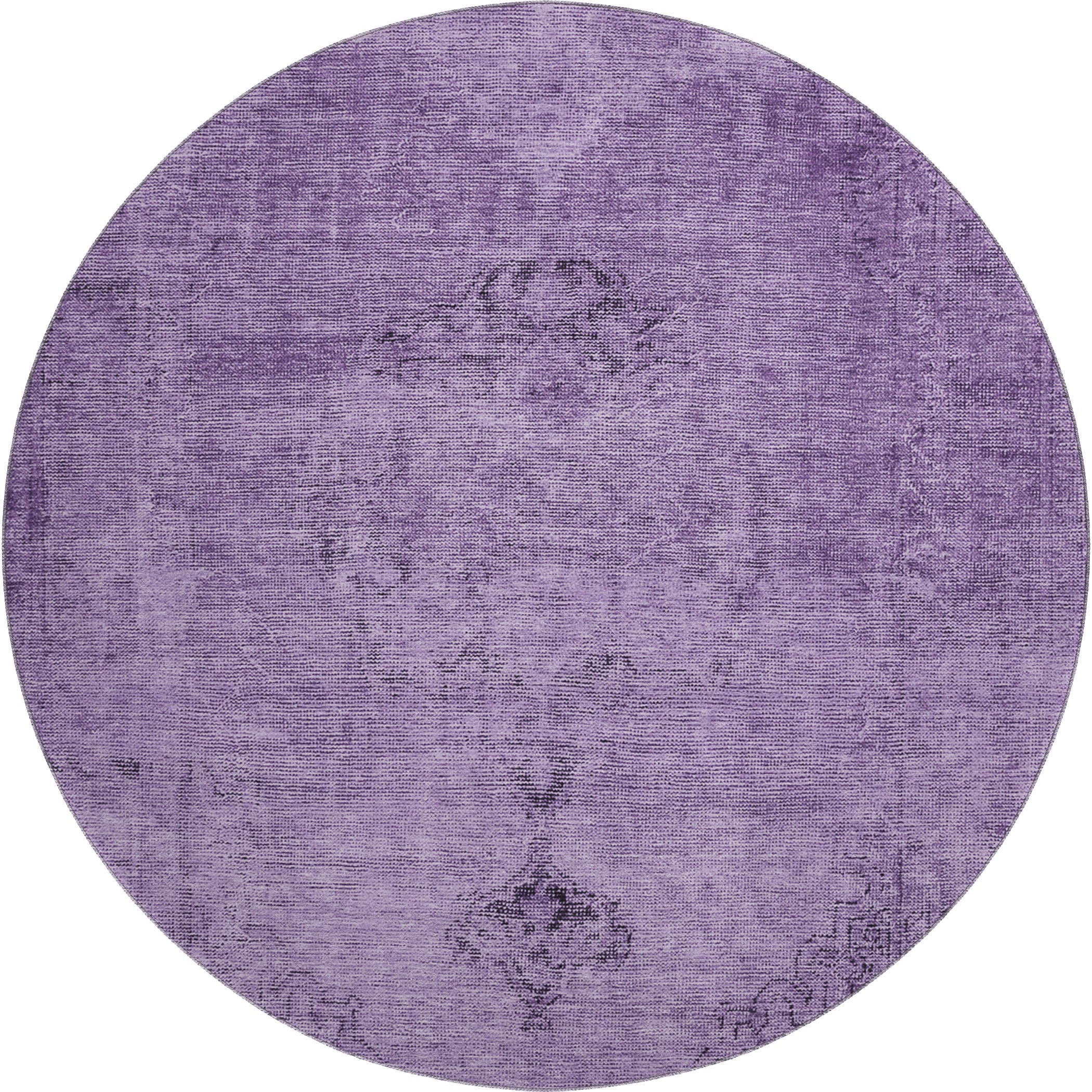 Seville Machine Washable Traditional Purple Rug 8' x 8' #shape_Round