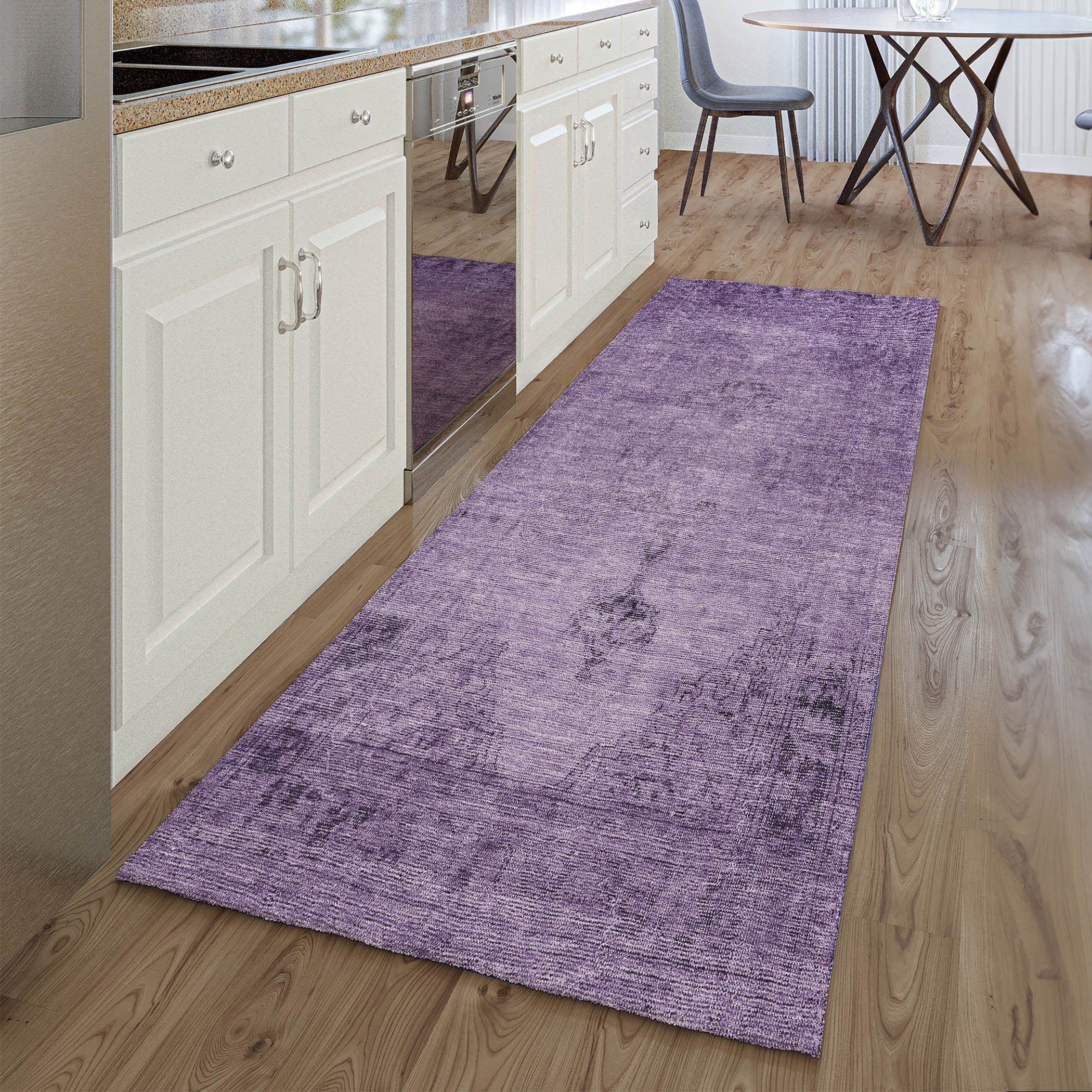 Seville Machine Washable Traditional Purple Rug 2'3" x 7'6" #shape_Runner