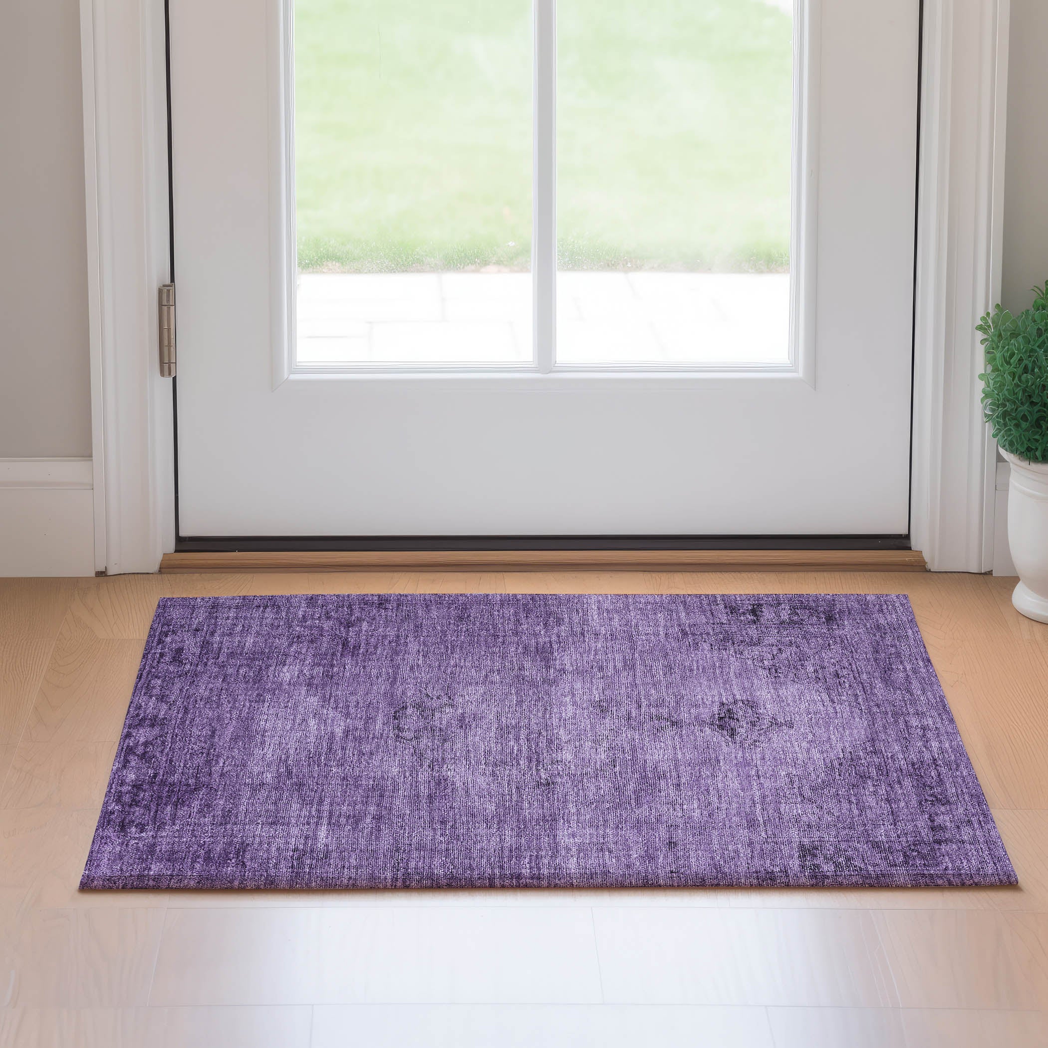 Seville Machine Washable Traditional Purple Rug 1'8" x 2'6" #shape_Rectangle