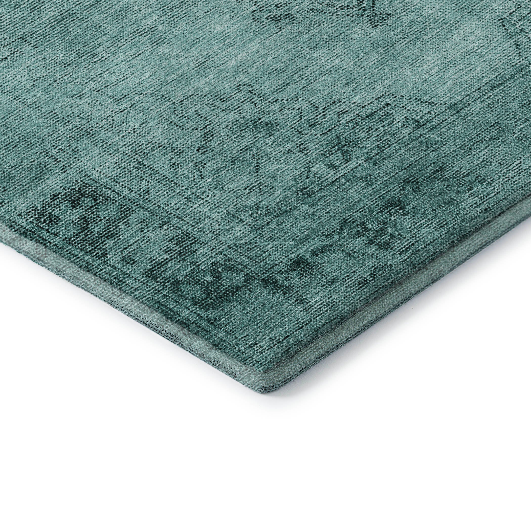 Seville Machine Washable Traditional Teal Rug 1'8" x 2'6" #shape_Rectangle