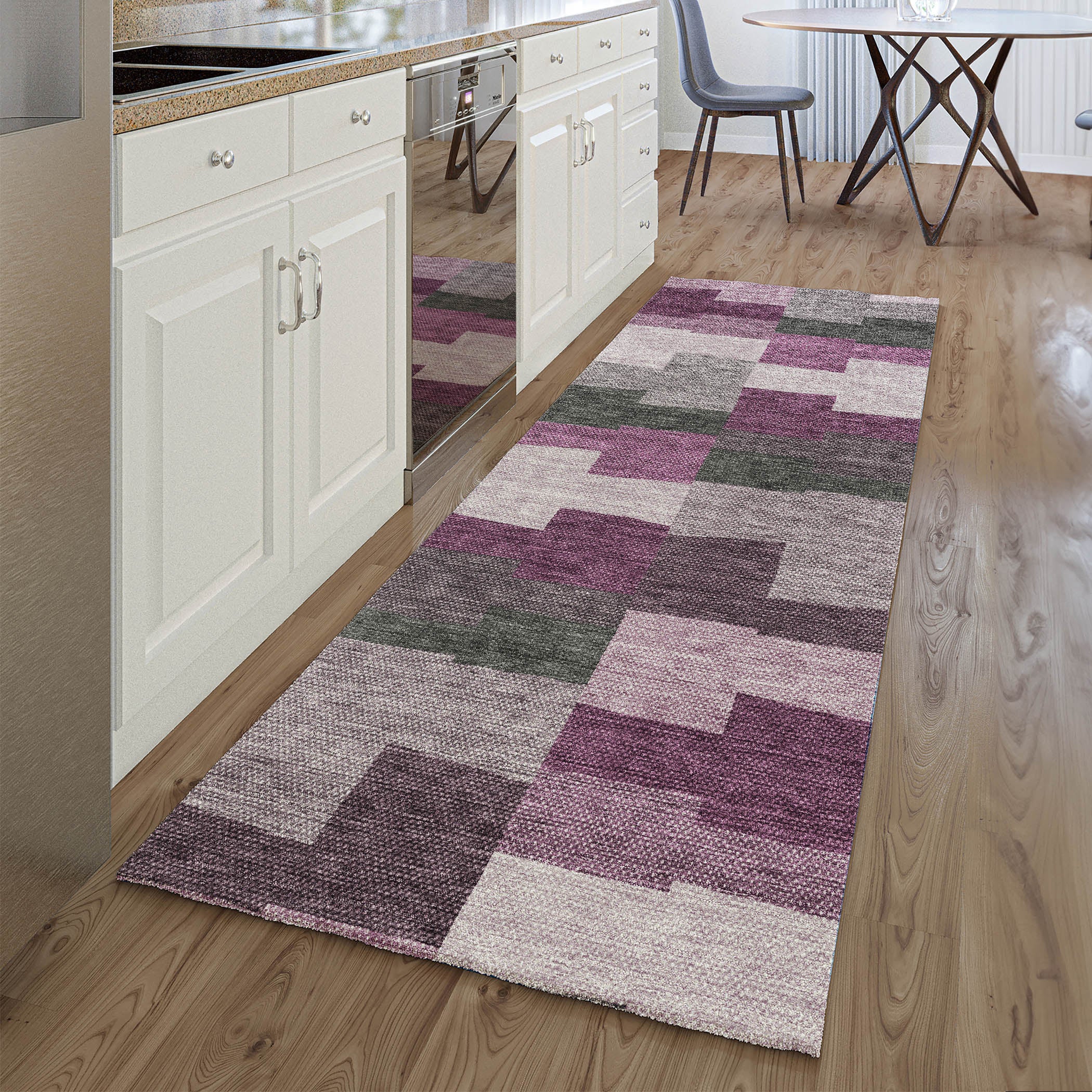 Reykjavik Machine Washable Transitional Merlot Red Rug 2'3" x 7'6" #shape_Runner