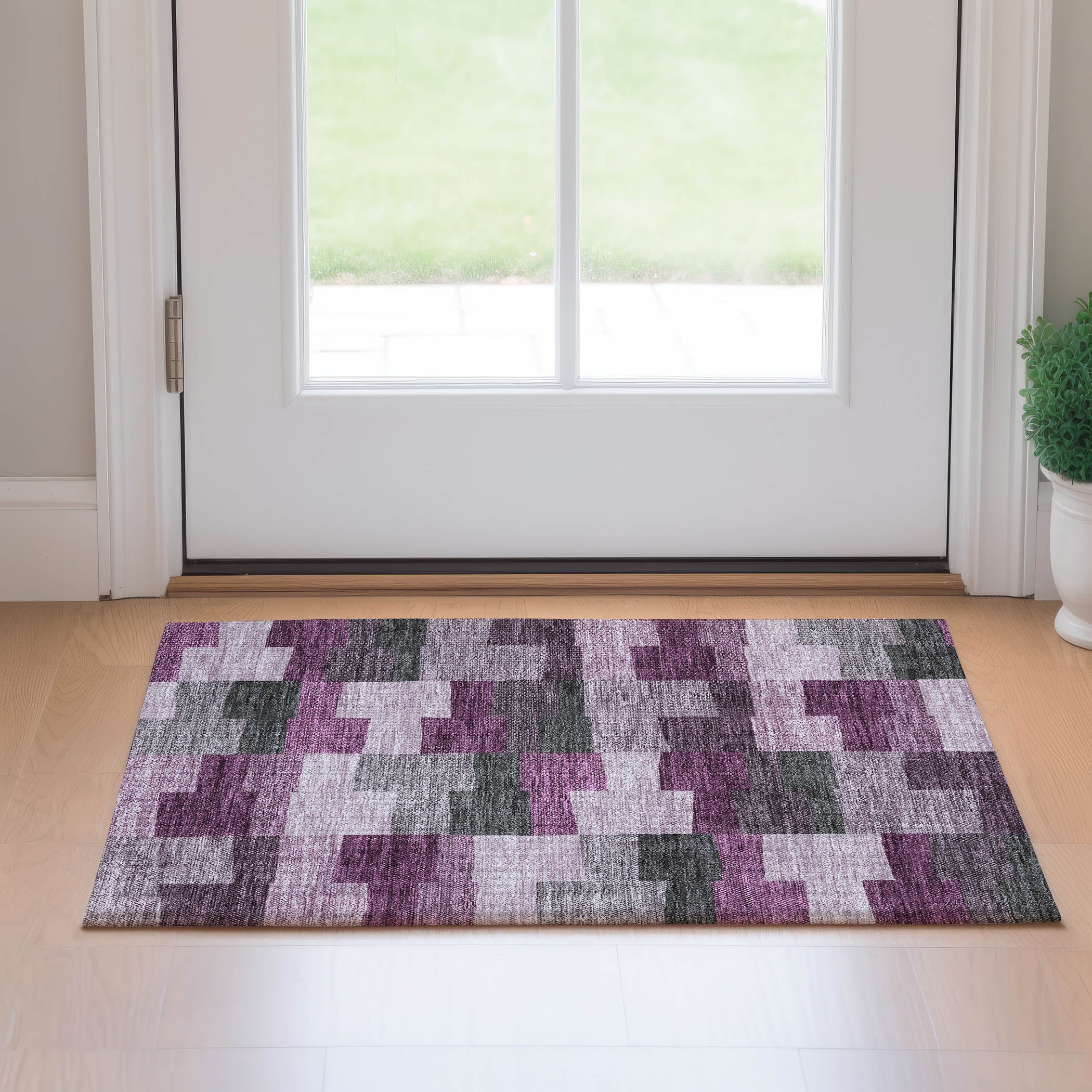 Reykjavik Machine Washable Transitional Merlot Red Rug 1'8" x 2'6" #shape_Rectangle