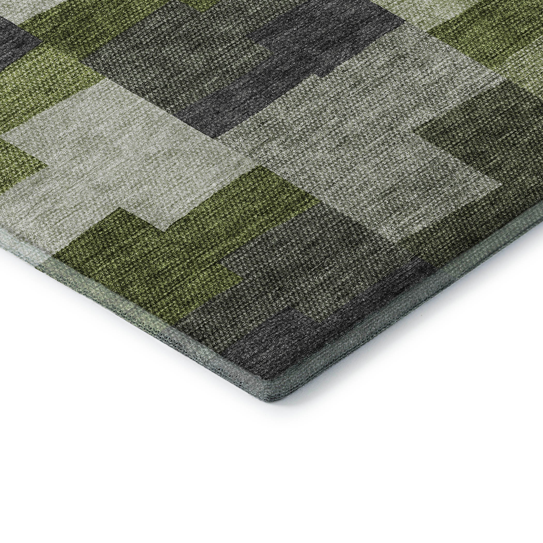 Reykjavik Machine Washable Transitional Olive Green Rug 1'8" x 2'6" #shape_Rectangle