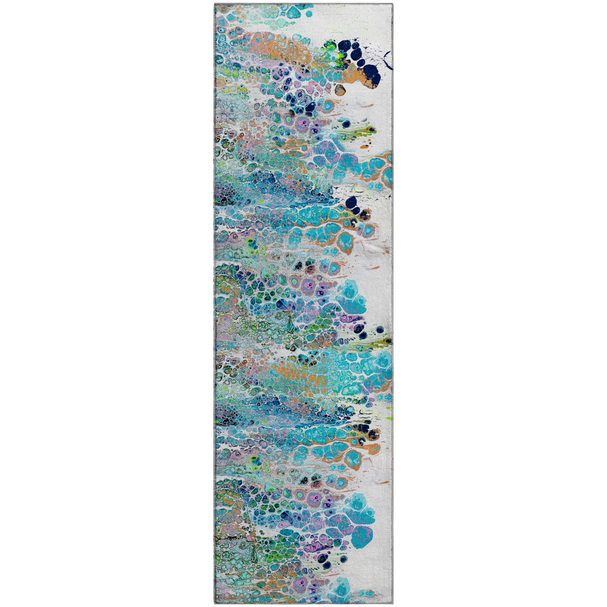 Colombo Machine Washable Contemporary Mermaid Multi Rug 2'3" x 7'6" #shape_Runner