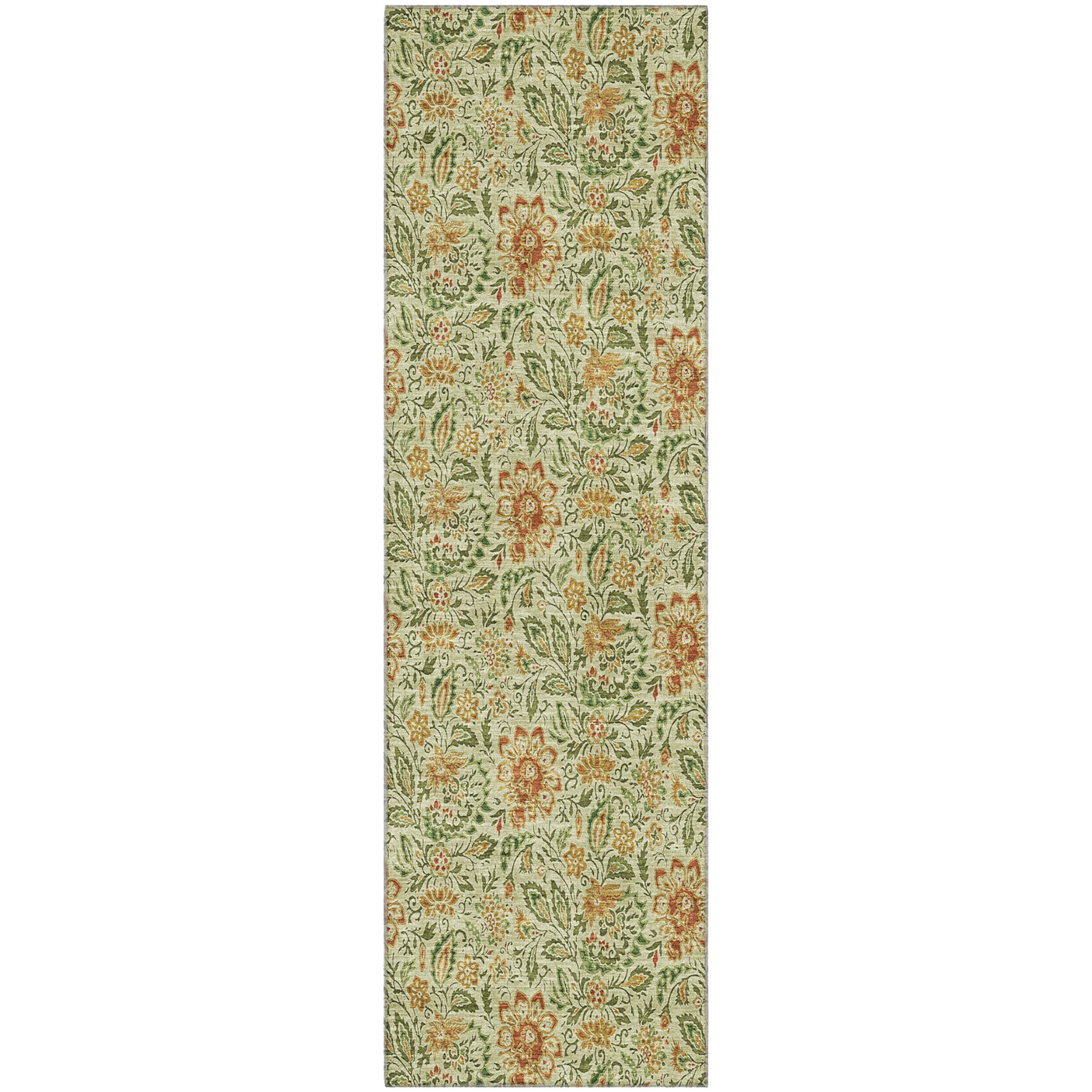 Kotor Machine Washable Transitional Aloe Green Rug 2'3" x 7'6" #shape_Runner