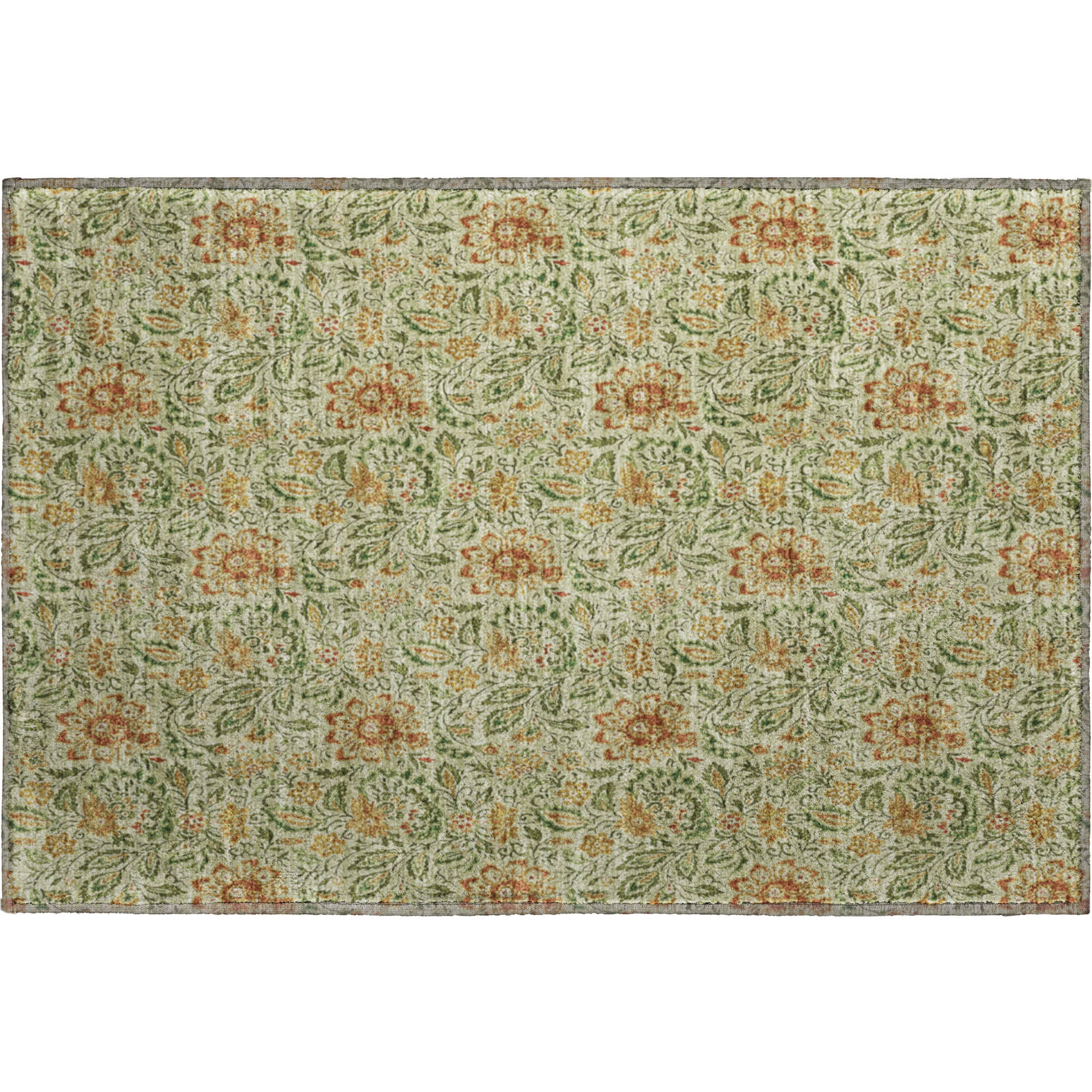 Kotor Machine Washable Transitional Aloe Green Rug 1'8" x 2'6" #shape_Rectangle