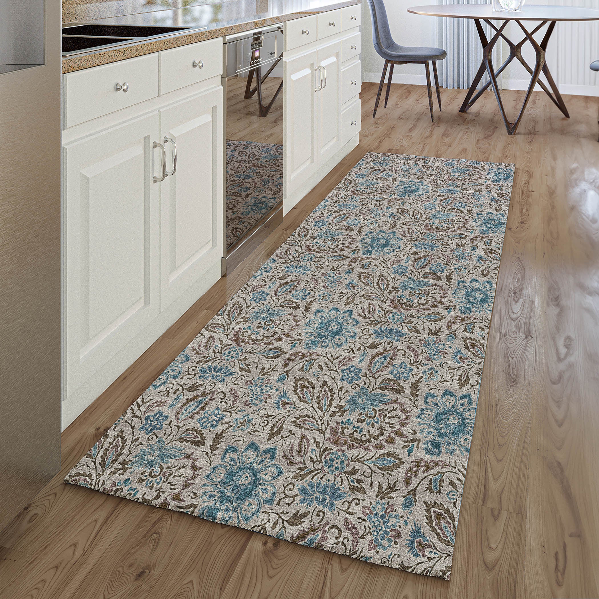 Kotor Machine Washable Transitional Mocha Brown Rug 2'3" x 7'6" #shape_Runner