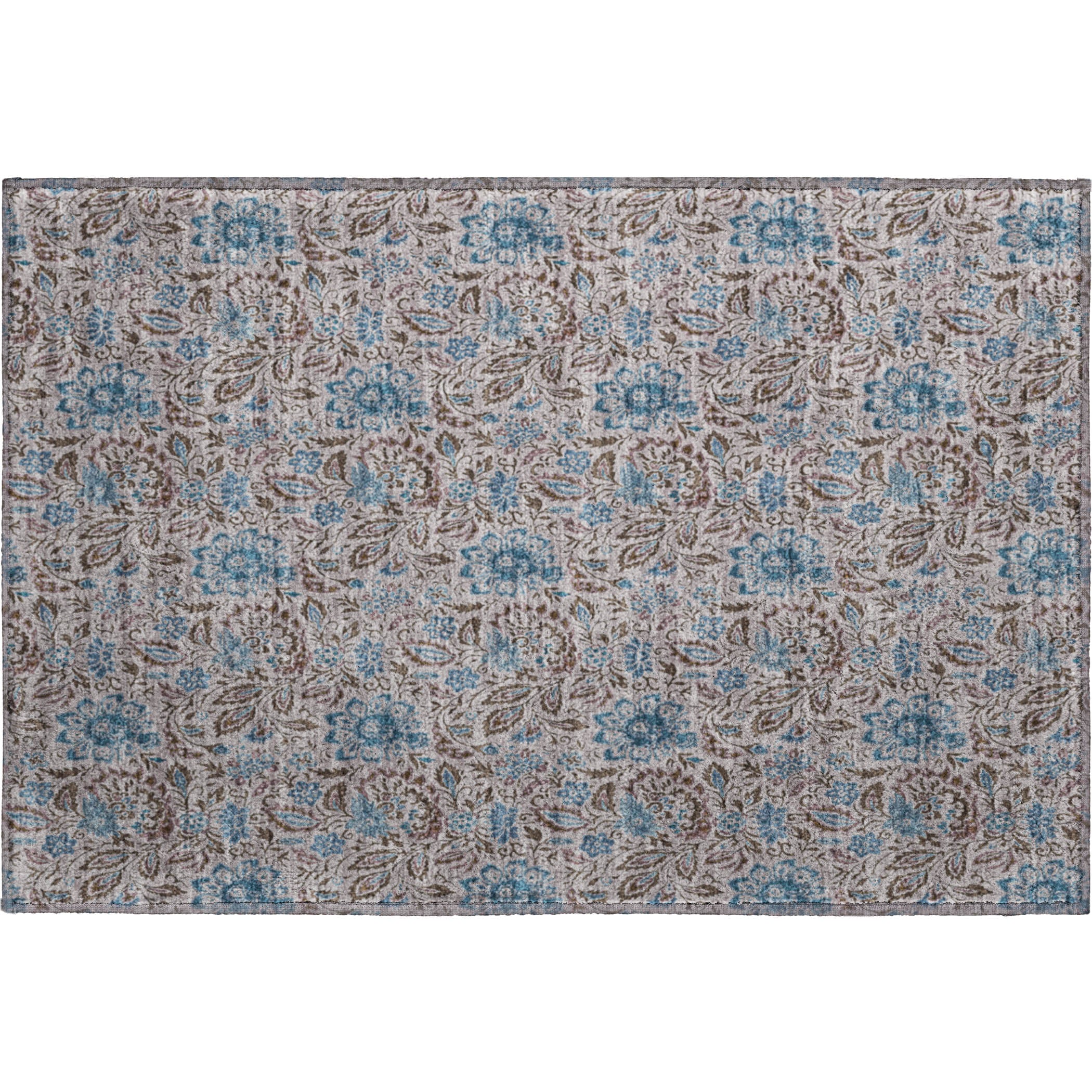 Kotor Machine Washable Transitional Mocha Brown Rug 1'8" x 2'6" #shape_Rectangle
