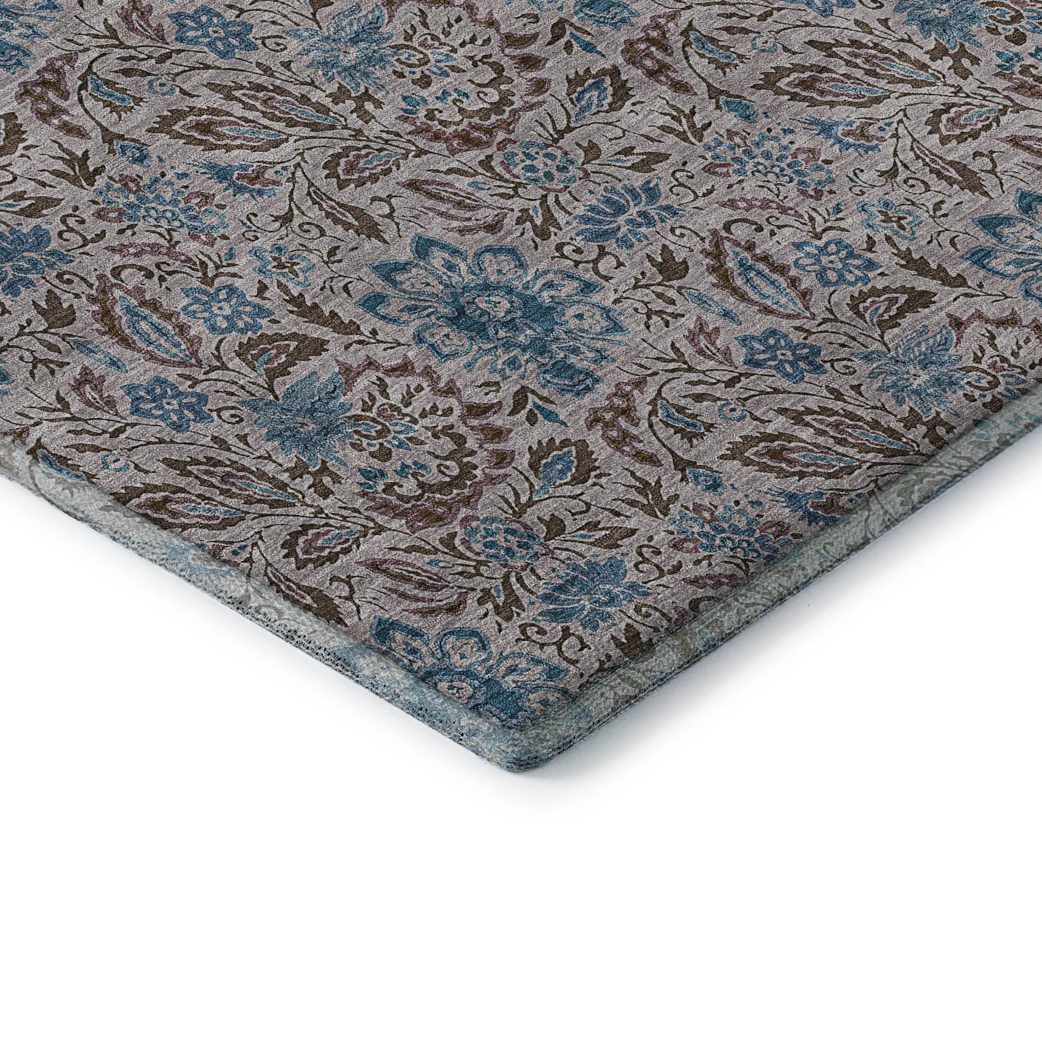 Kotor Machine Washable Transitional Mocha Brown Rug 1'8" x 2'6" #shape_Rectangle
