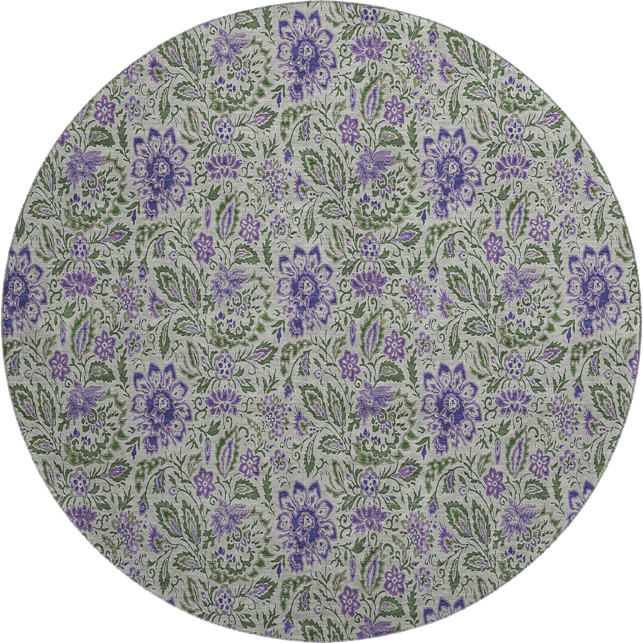 Kotor Machine Washable Transitional Olive Green Rug 8' x 8' #shape_Round