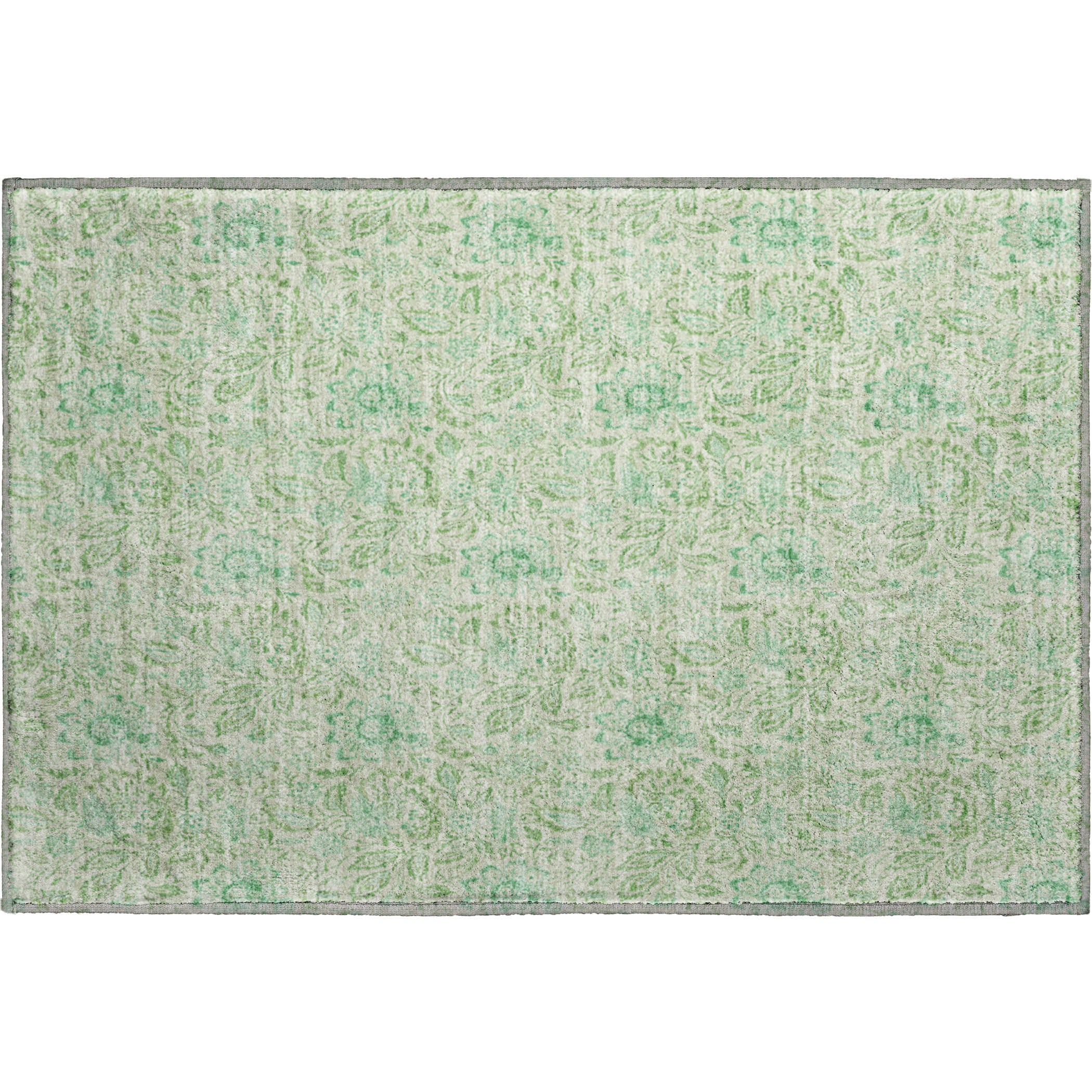 Kotor Machine Washable Transitional Sage Green Rug 1'8" x 2'6" #shape_Rectangle