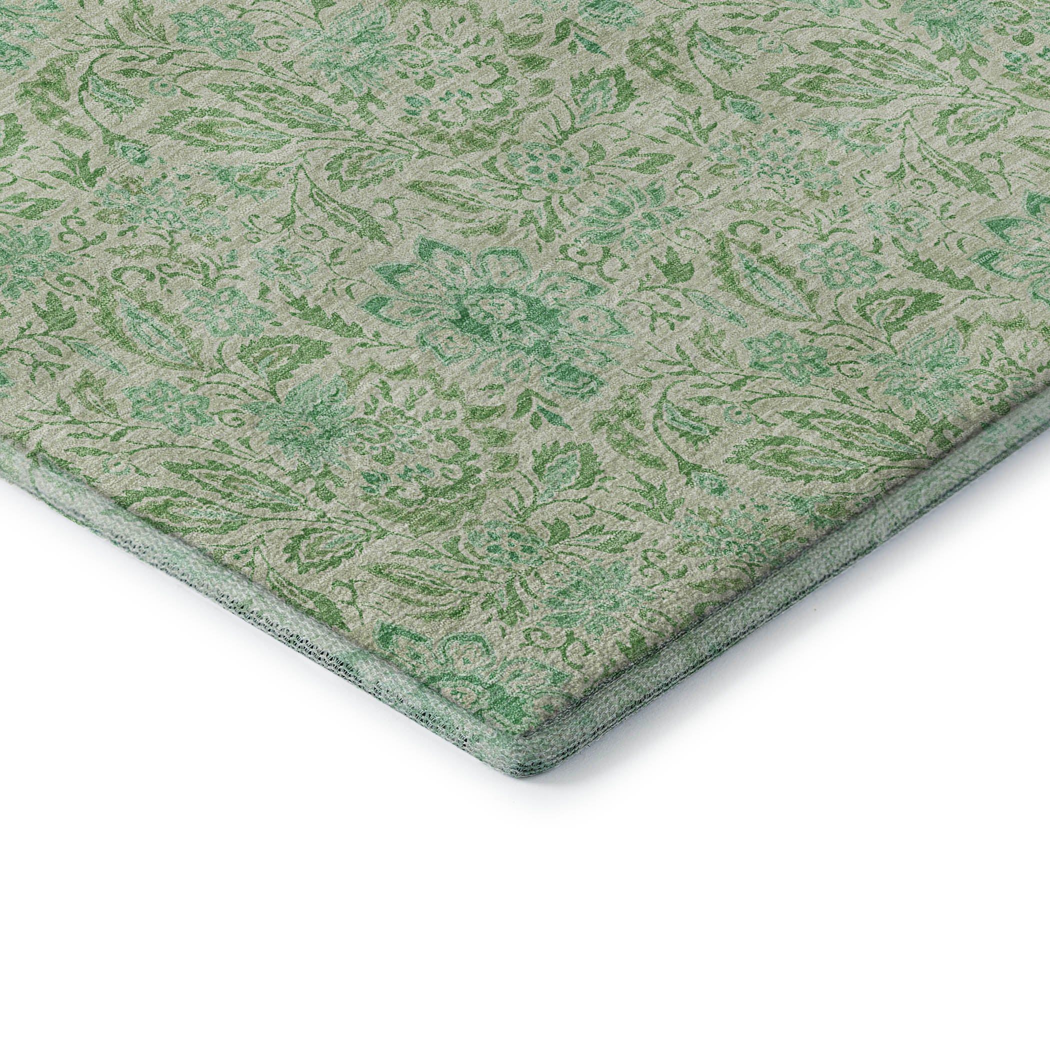 Kotor Machine Washable Transitional Sage Green Rug 1'8" x 2'6" #shape_Rectangle