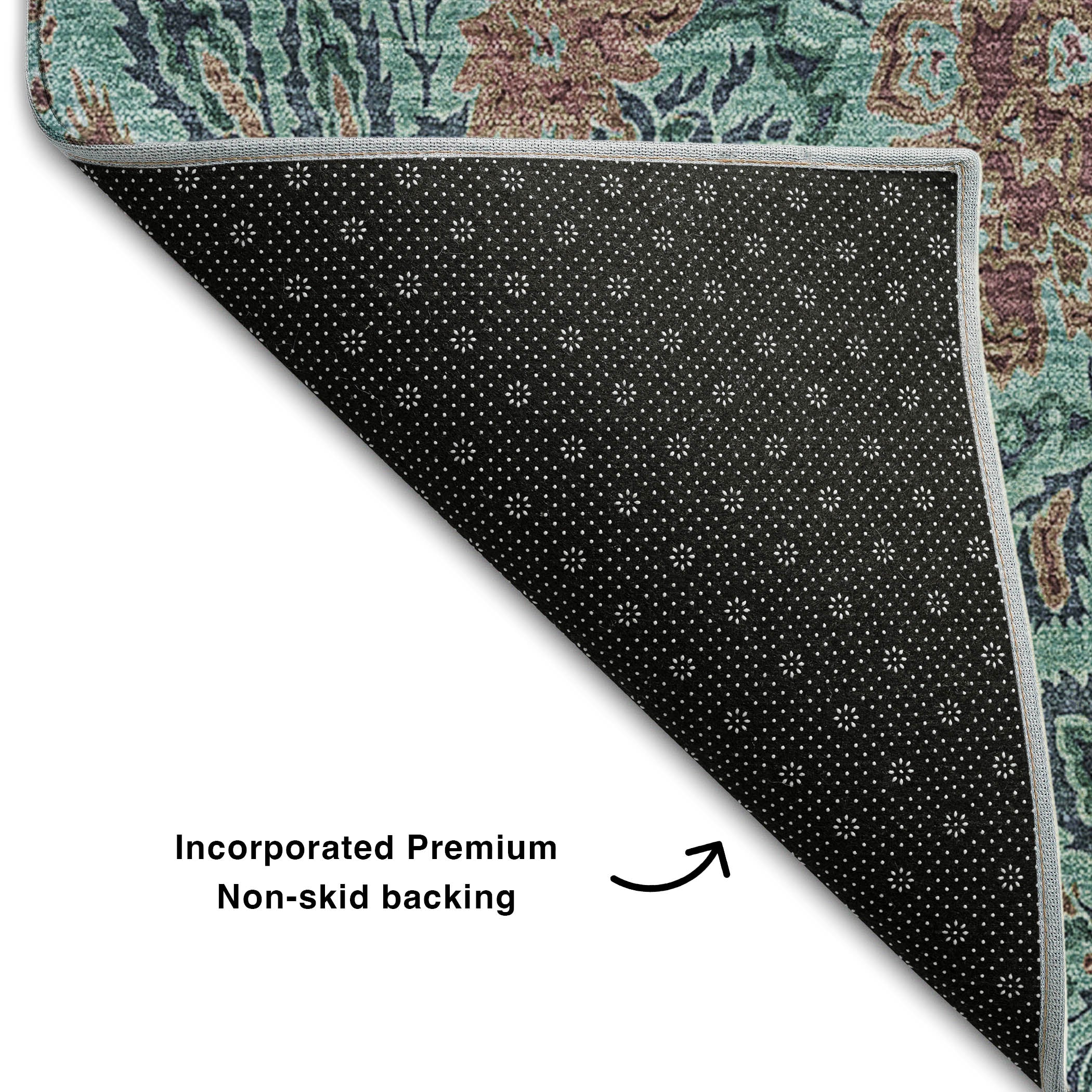 Kotor Machine Washable Transitional Teal Rug 1'8" x 2'6" #shape_Rectangle