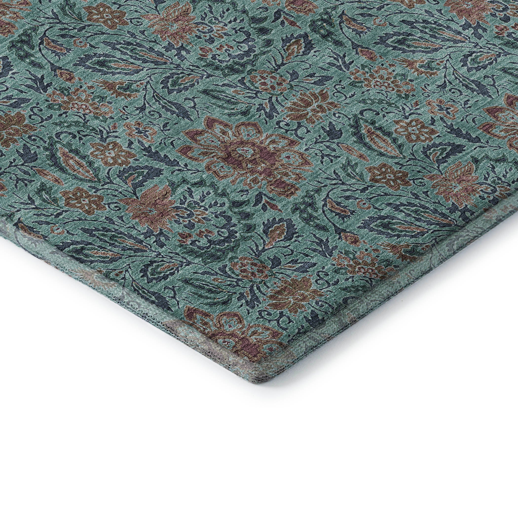 Kotor Machine Washable Transitional Teal Rug 1'8" x 2'6" #shape_Rectangle