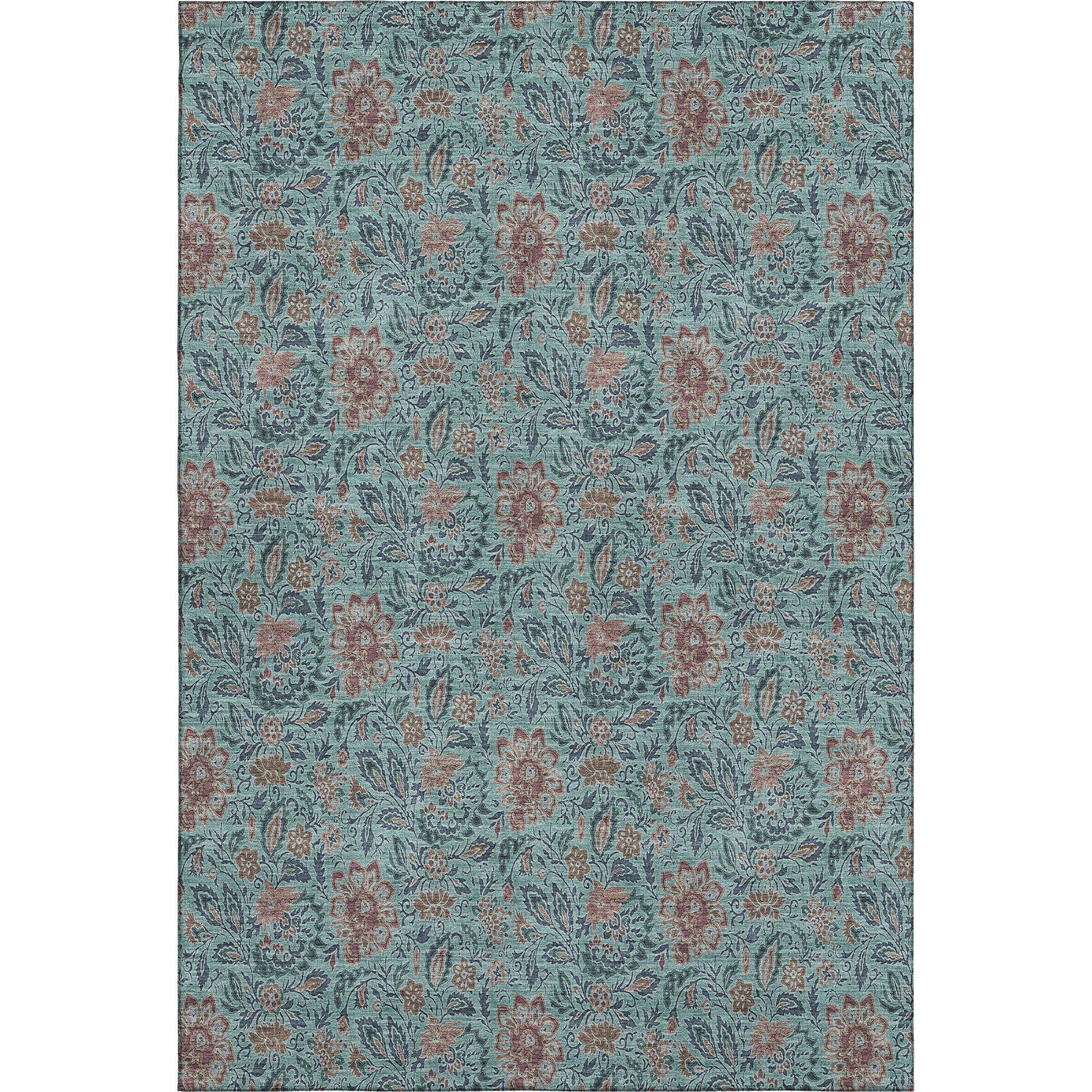 Kotor Machine Washable Transitional Teal Rug 2'6" x 3'10" #shape_Rectangle