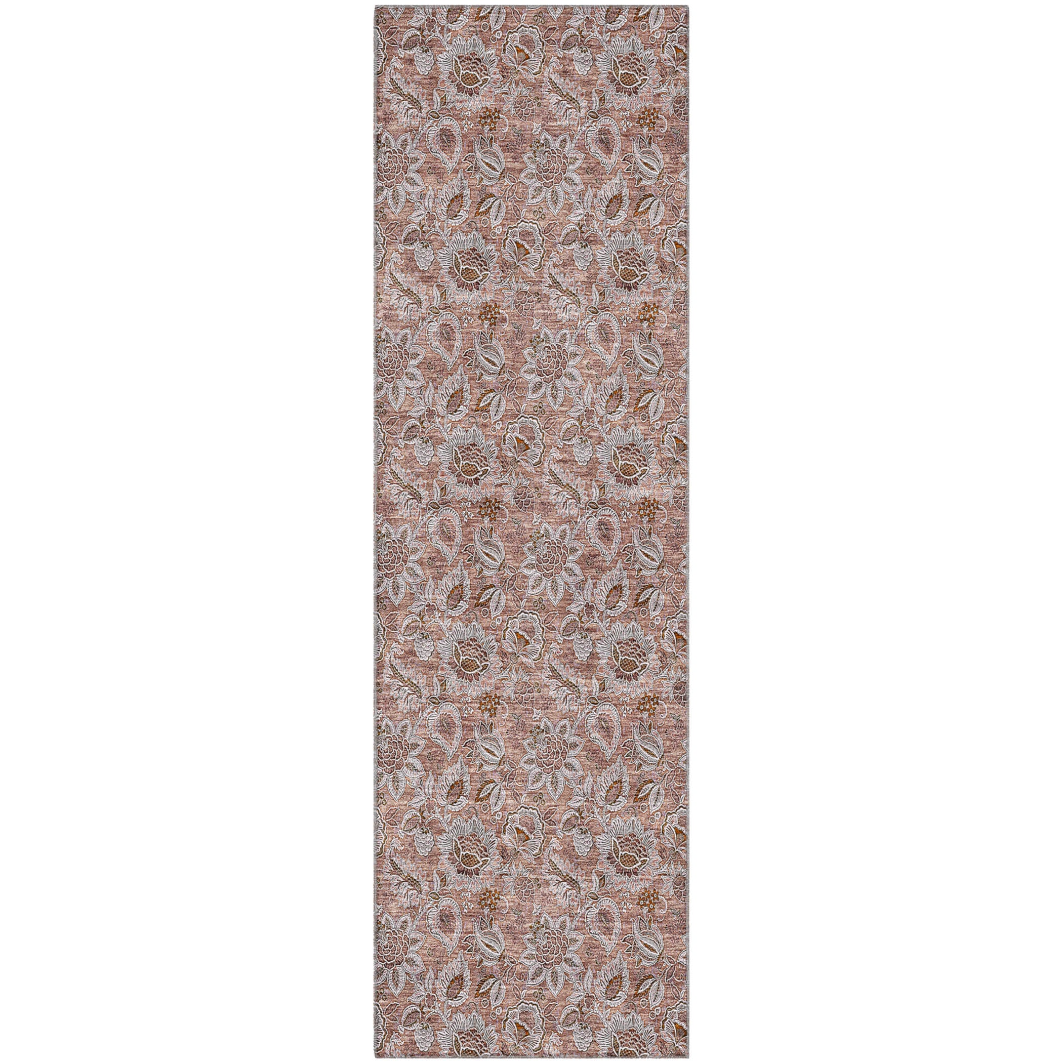 Havana Machine Washable Transitional Copper Orange Rug 2'3" x 7'6" #shape_Runner